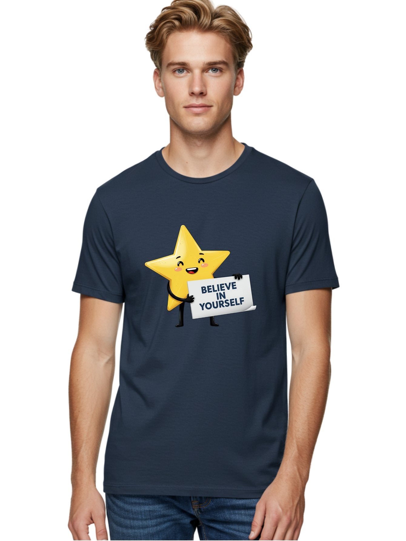 Believe-In-Yourself-9 Men'S Graphic Tee, 100% Cotton, Comfortable Casual Summer Wear, Machine Washable, Cartoon Star, Believe In Yourself, Motivational Quote, Inspirational Message, Positive Affirmation, Self-Confidence, Empowerment, Bae135 29