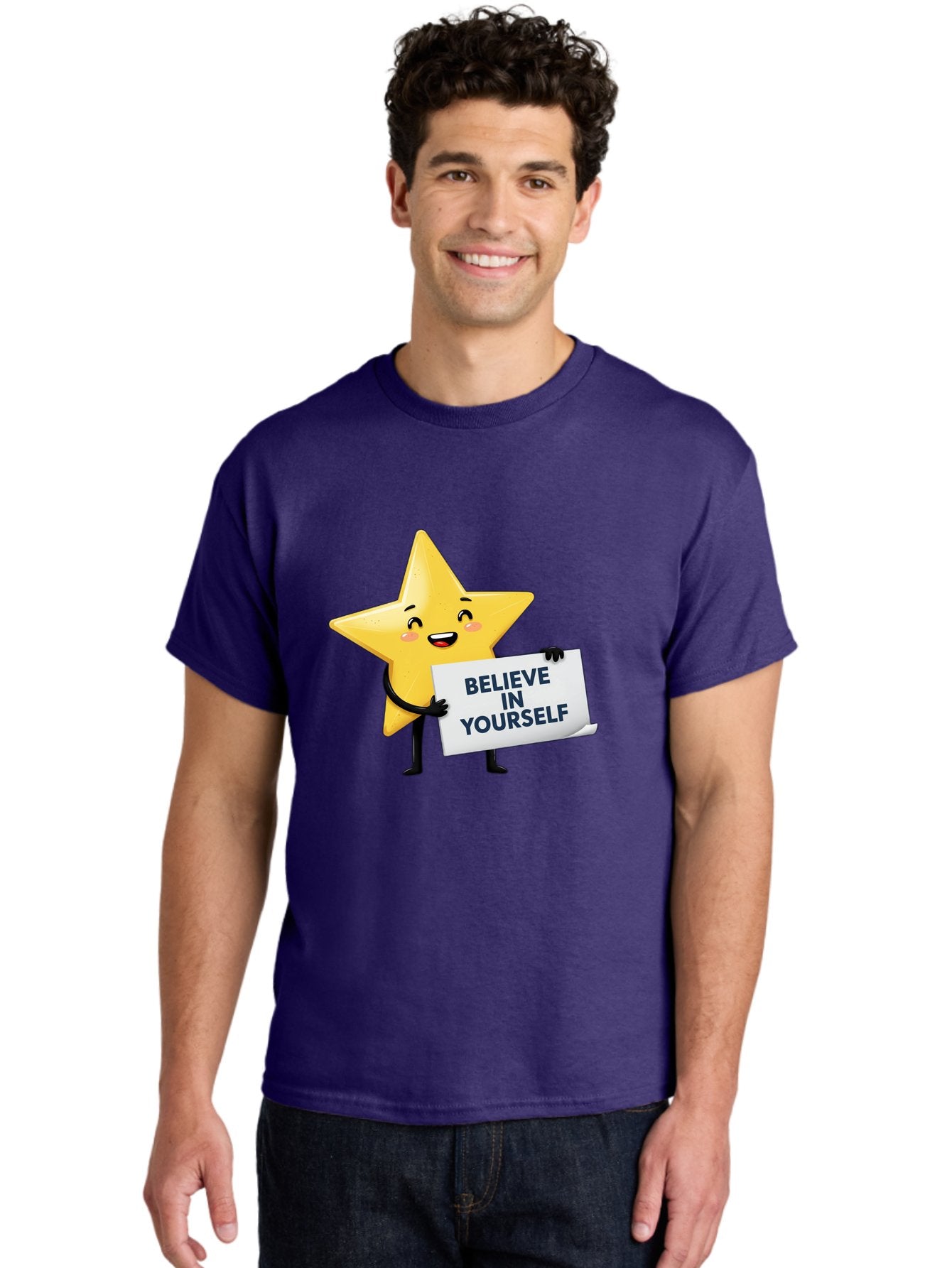Believe-In-Yourself-9 Men'S Graphic Tee, 100% Cotton, Comfortable Casual Summer Wear, Machine Washable, Cartoon Star, Believe In Yourself, Motivational Quote, Inspirational Message, Positive Affirmation, Self-Confidence, Empowerment, Bae135 27