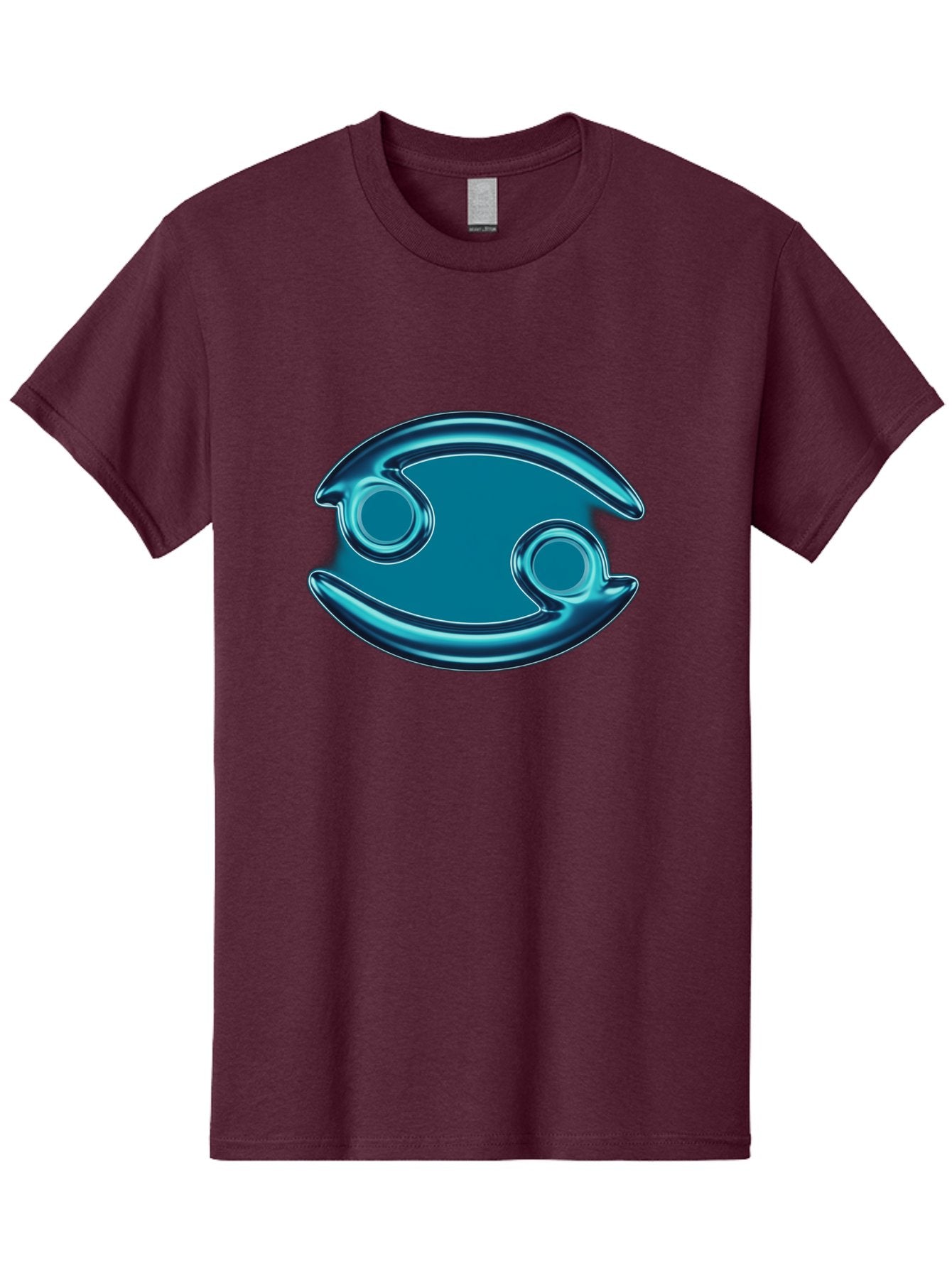 Blue-Pacman Men'S Graphic Tee, 100% Cotton, Comfortable Casual Summer Wear, Machine Washable, Blue Metallic Fish Logo, Stylized Fish Emblem, Abstract Fish Design, Chrome Effect, Modern Logo Style, Ocean Icon, Futuristic Symbol Bae138 6
