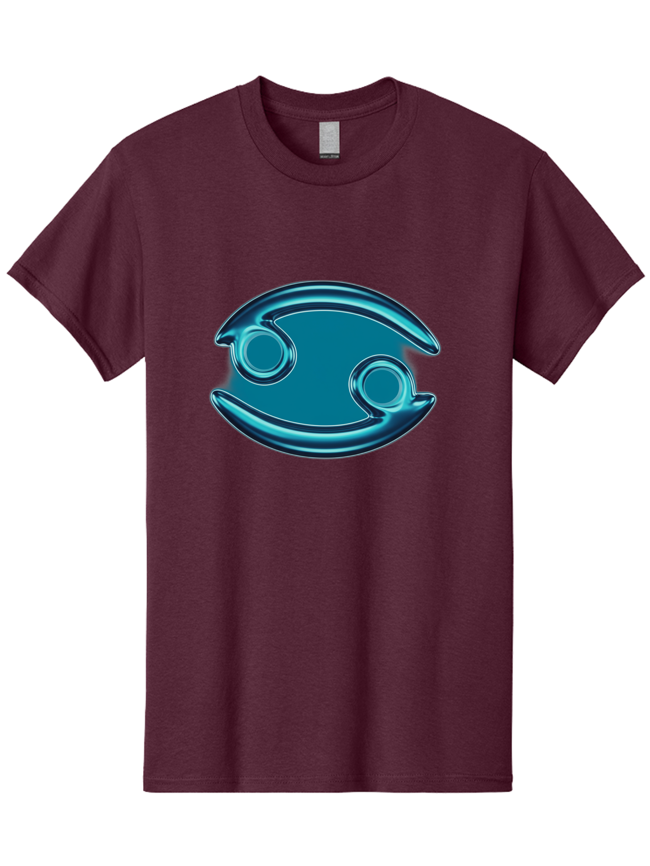 Blue-Pacman Men'S Graphic Tee, 100% Cotton, Comfortable Casual Summer Wear, Machine Washable, Blue Metallic Fish Logo, Stylized Fish Emblem, Abstract Fish Design, Chrome Effect, Modern Logo Style, Ocean Icon, Futuristic Symbol Bae138 7