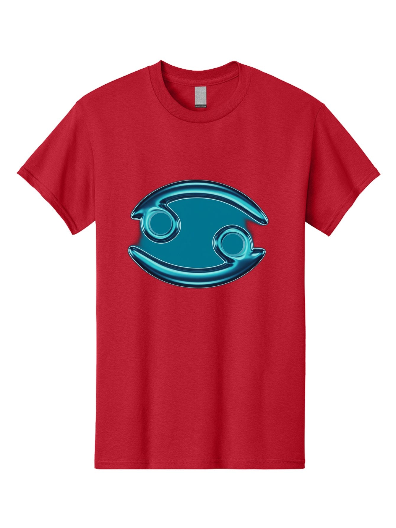 Blue-Pacman Men'S Graphic Tee, 100% Cotton, Comfortable Casual Summer Wear, Machine Washable, Blue Metallic Fish Logo, Stylized Fish Emblem, Abstract Fish Design, Chrome Effect, Modern Logo Style, Ocean Icon, Futuristic Symbol Bae138
