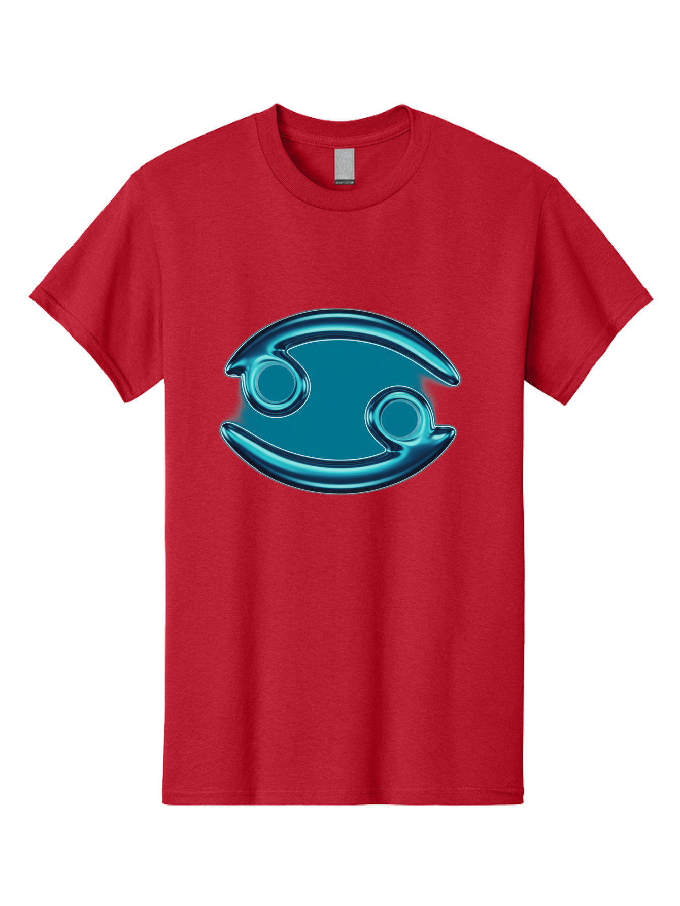 Blue-Pacman Men'S Graphic Tee, 100% Cotton, Comfortable Casual Summer Wear, Machine Washable, Blue Metallic Fish Logo, Stylized Fish Emblem, Abstract Fish Design, Chrome Effect, Modern Logo Style, Ocean Icon, Futuristic Symbol Bae138 11