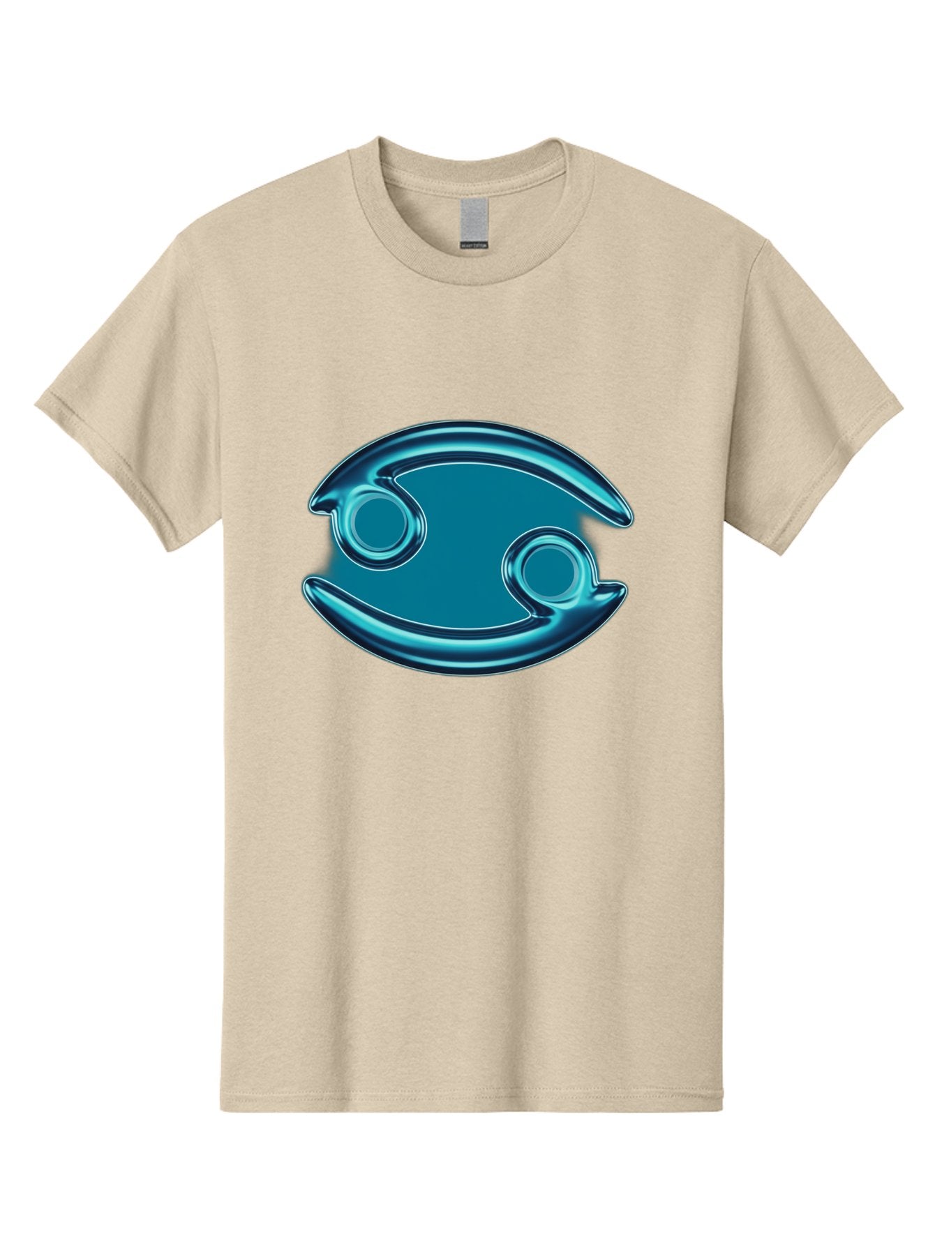Blue-Pacman Men'S Graphic Tee, 100% Cotton, Comfortable Casual Summer Wear, Machine Washable, Blue Metallic Fish Logo, Stylized Fish Emblem, Abstract Fish Design, Chrome Effect, Modern Logo Style, Ocean Icon, Futuristic Symbol Bae138 10
