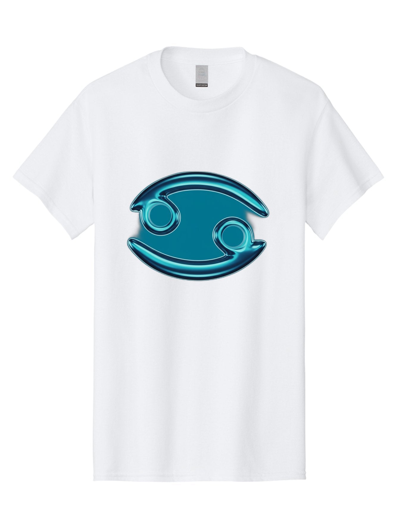 Blue-Pacman Men'S Graphic Tee, 100% Cotton, Comfortable Casual Summer Wear, Machine Washable, Blue Metallic Fish Logo, Stylized Fish Emblem, Abstract Fish Design, Chrome Effect, Modern Logo Style, Ocean Icon, Futuristic Symbol Bae138 3