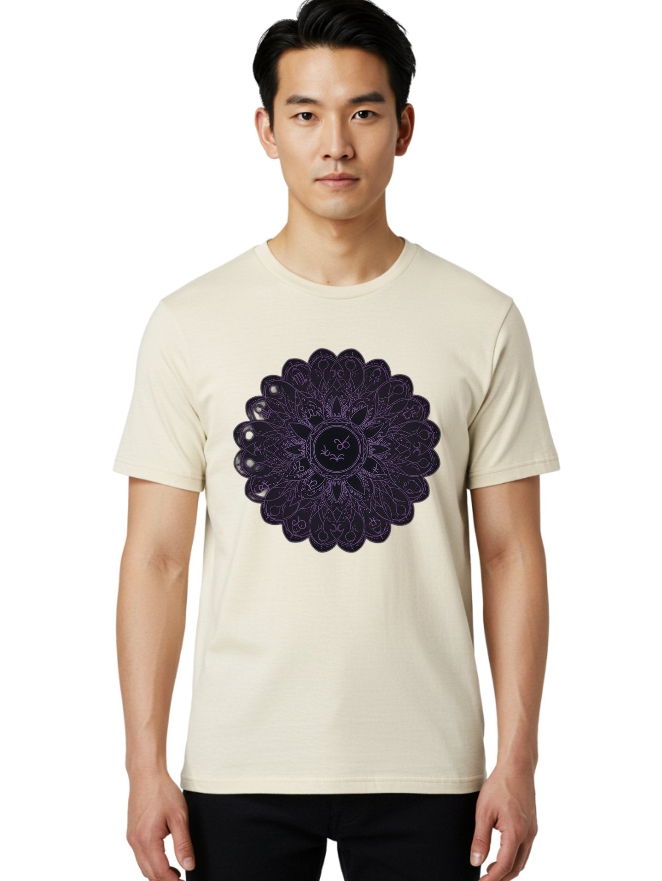 Cancer-Astrology-Symbol-Mandala Men'S Graphic Tee, 100% Cotton, Comfortable Casual Summer Wear, Machine Washable, Zodiac Mandala, Cancer Symbol, Intricate Design, Astrology Art, Mystical Patterns, Symbolic Representation, Cancer Horoscope Bae142 16