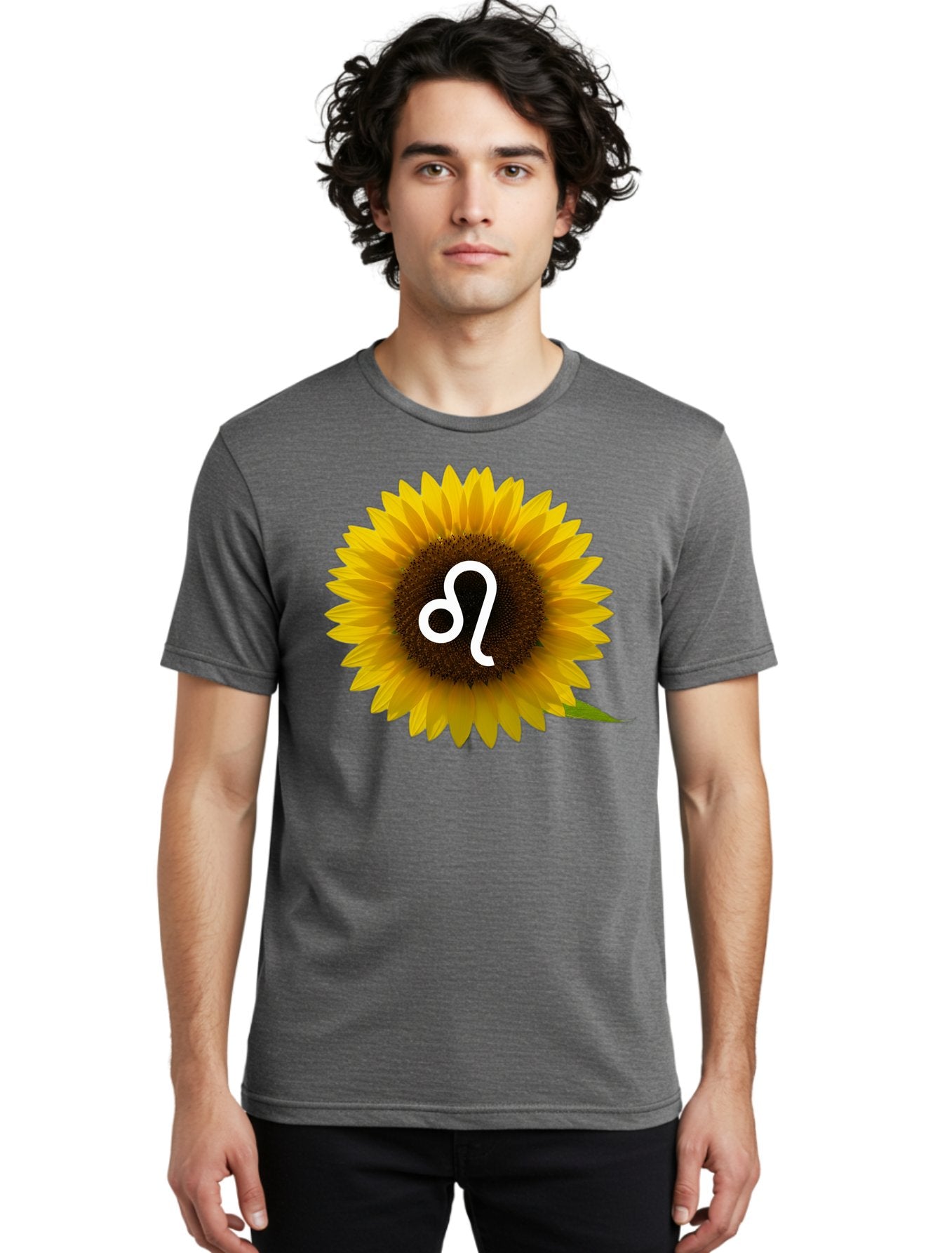 Cancer-Zodiac-Symbol-Sunflower Men'S Graphic Tee, 100% Cotton, Comfortable Casual Summer Wear, Machine Washable, Sunflower With Leo Zodiac Symbol, Astrology Sign, Horoscope, Floral Representation, Vibrant Yellow Petals, Symbolic Astrology, Bae143 26