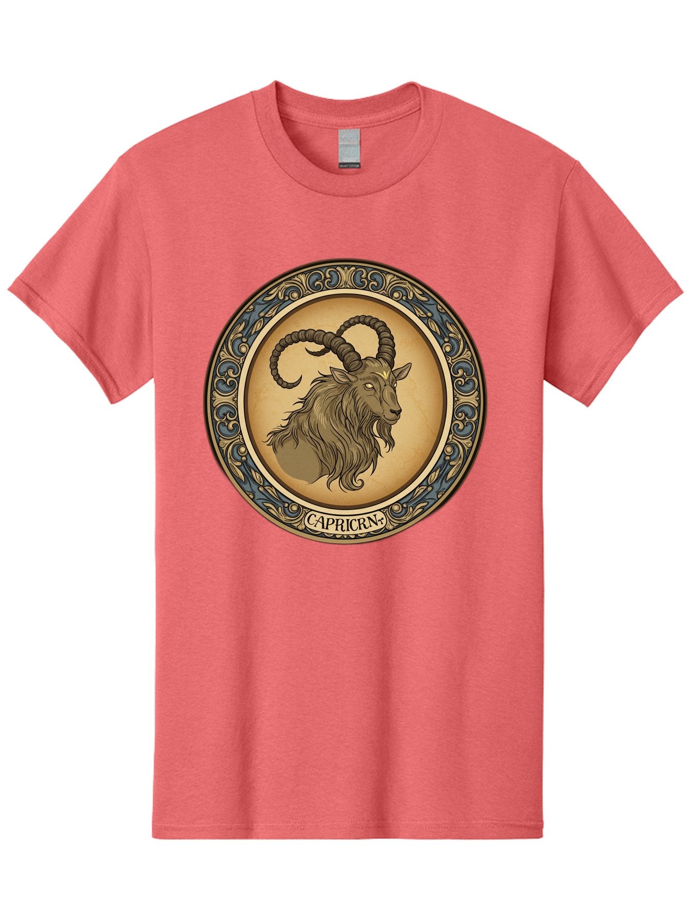 Capricorn-1 Men'S Graphic Tee, 100% Cotton, Comfortable Casual Summer Wear, Machine Washable, Zodiac Sign, Goat Symbol, Horoscope Icon, Astrology, Capricorn Symbol, Goat Illustration, Mystical Signs, Decorative Frame, Astrological Signs Bae144 13