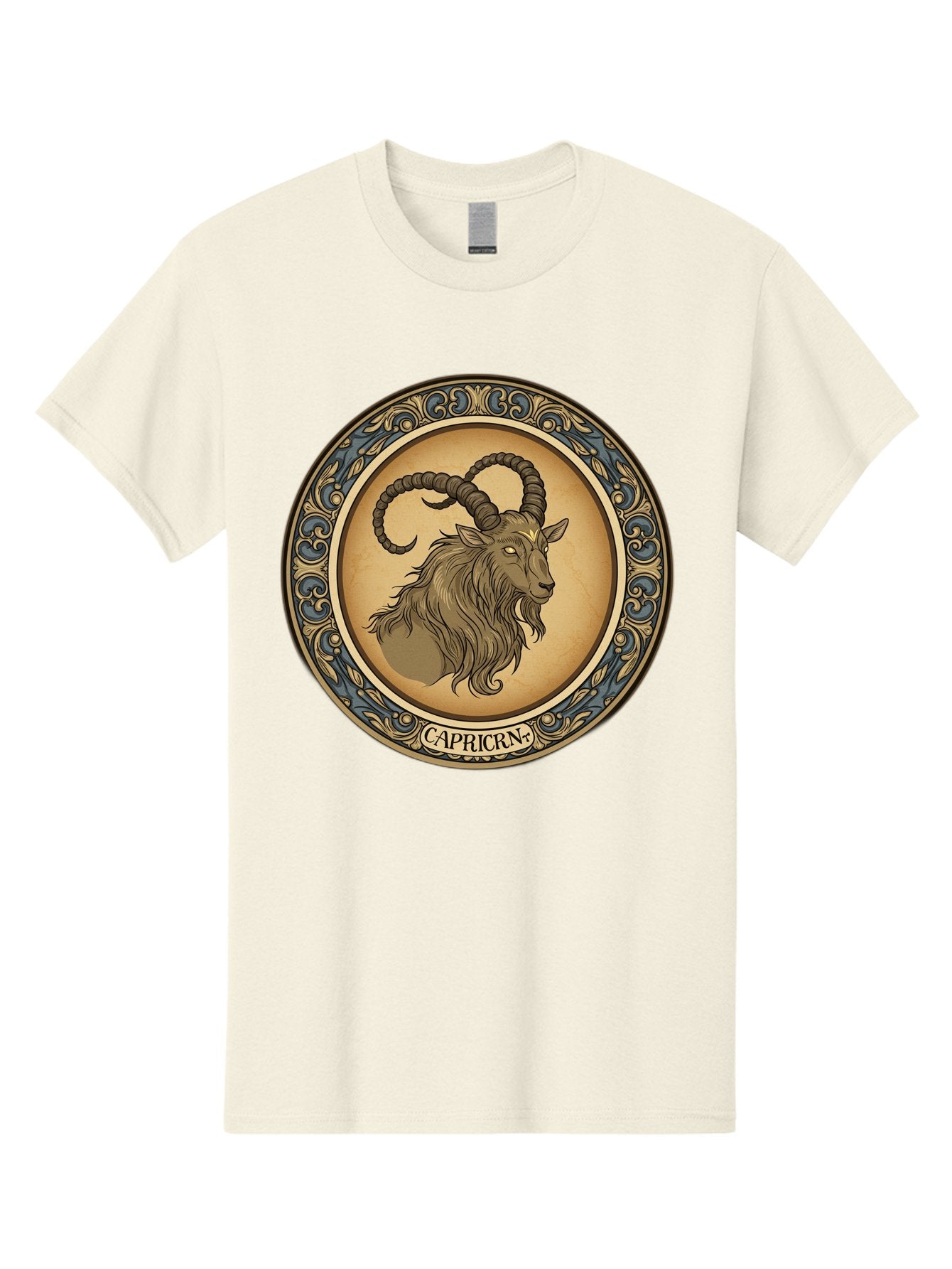 Capricorn-1 Men'S Graphic Tee, 100% Cotton, Comfortable Casual Summer Wear, Machine Washable, Zodiac Sign, Goat Symbol, Horoscope Icon, Astrology, Capricorn Symbol, Goat Illustration, Mystical Signs, Decorative Frame, Astrological Signs Bae144