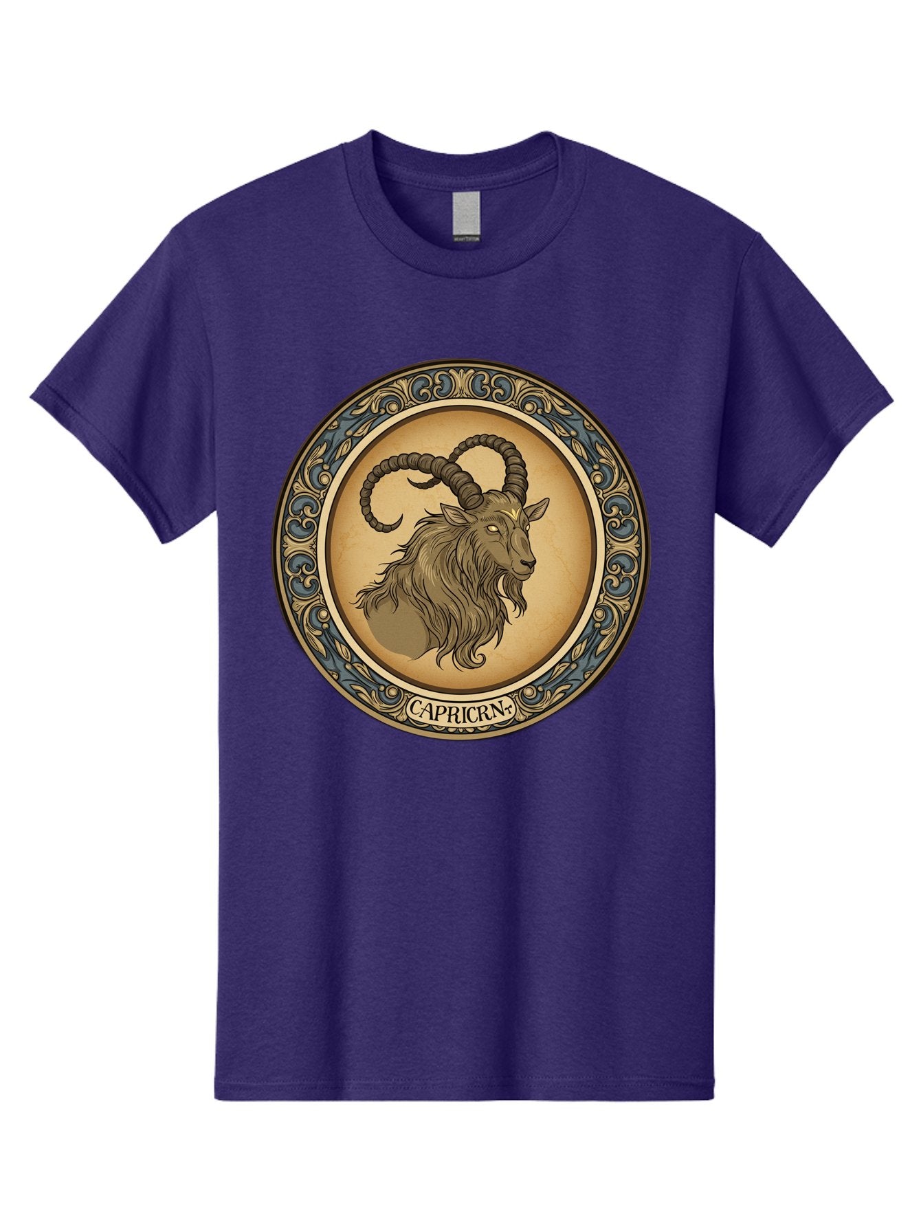 Capricorn-1 Men'S Graphic Tee, 100% Cotton, Comfortable Casual Summer Wear, Machine Washable, Zodiac Sign, Goat Symbol, Horoscope Icon, Astrology, Capricorn Symbol, Goat Illustration, Mystical Signs, Decorative Frame, Astrological Signs Bae144 7