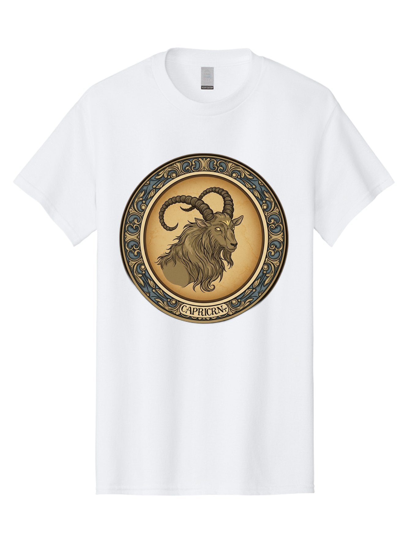 Capricorn-1 Men'S Graphic Tee, 100% Cotton, Comfortable Casual Summer Wear, Machine Washable, Zodiac Sign, Goat Symbol, Horoscope Icon, Astrology, Capricorn Symbol, Goat Illustration, Mystical Signs, Decorative Frame, Astrological Signs Bae144 4