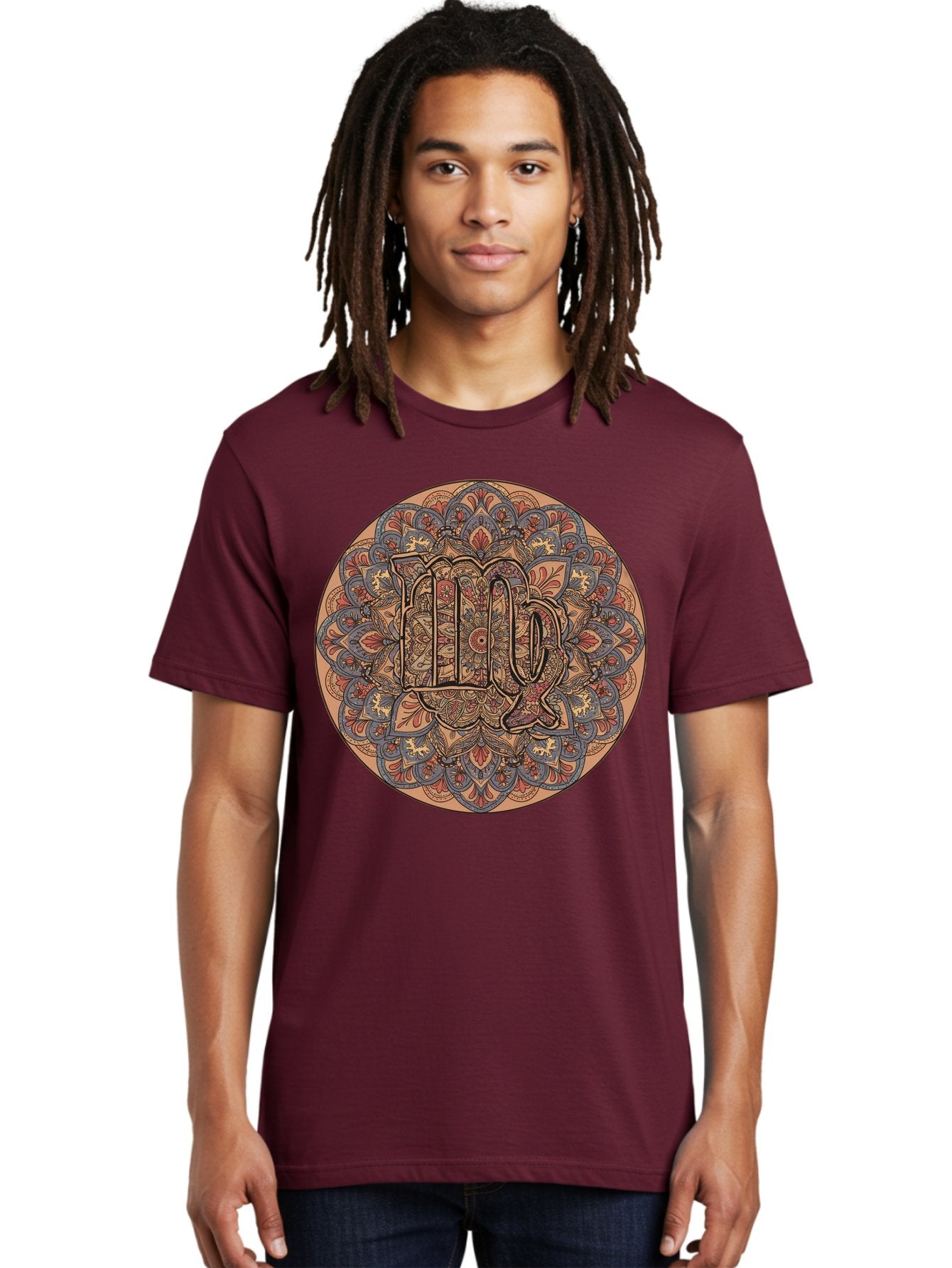 Capricorn-2 Men'S Graphic Tee, 100% Cotton, Comfortable Casual Summer Wear, Machine Washable, Capricorn Zodiac Sign, Intricate Mandala Design, Symbol Of Ambition, Earthy Tones, Mystical Patterns, Astrology Art, Spiritual Symbolism, Bae145 19