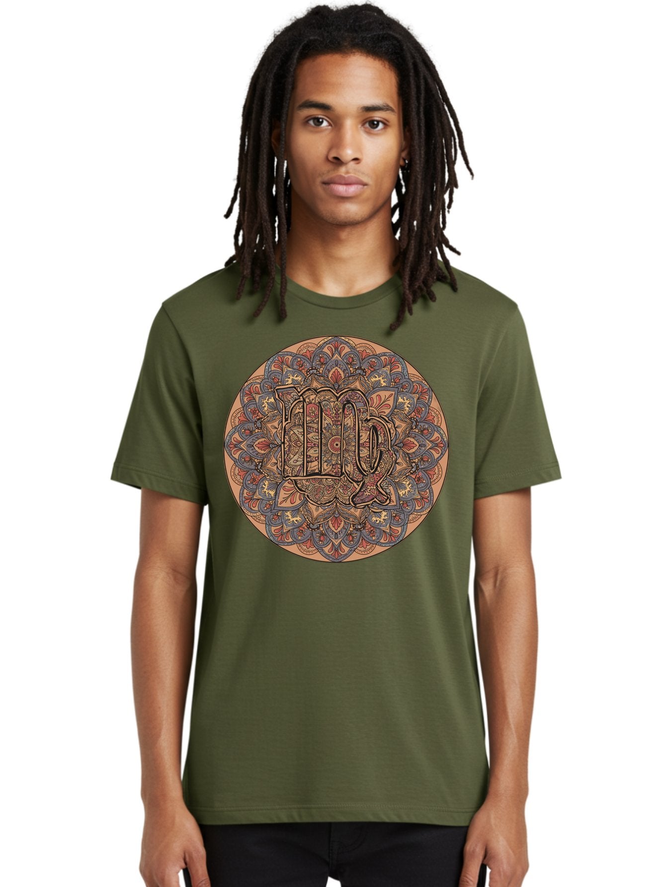 Capricorn-2 Men'S Graphic Tee, 100% Cotton, Comfortable Casual Summer Wear, Machine Washable, Capricorn Zodiac Sign, Intricate Mandala Design, Symbol Of Ambition, Earthy Tones, Mystical Patterns, Astrology Art, Spiritual Symbolism, Bae145 25