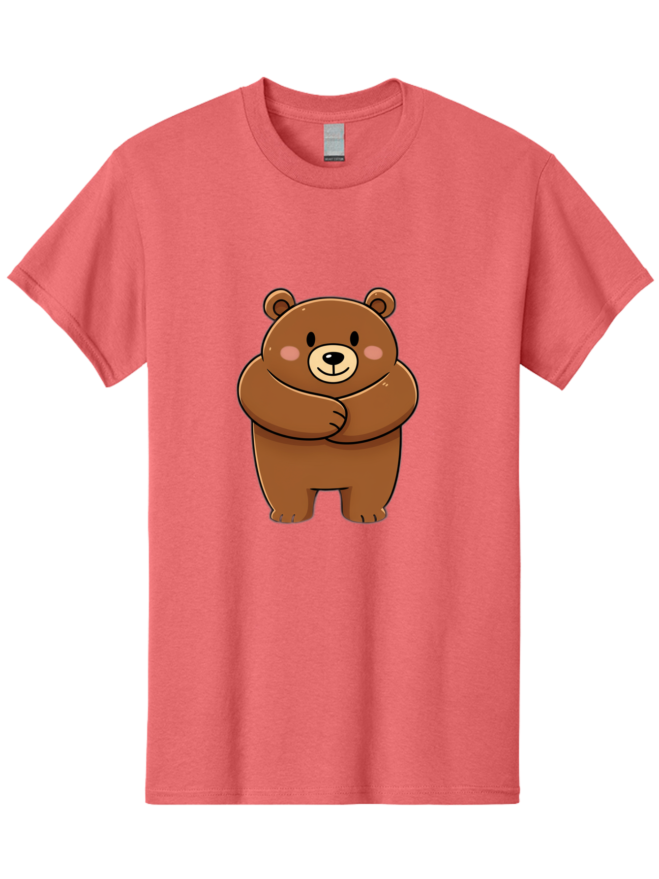 Cartoon-Bear Men'S Graphic Tee, 100% Cotton, Comfortable Casual Summer Wear, Machine Washable, Kawaii Bear, Cartoon Bear, Adorable Bear, Brown Bear, Cute Animal, Funny Character, Playful Bear, Charming Creature, Cuddly Bear, Sweet Bear Bae149