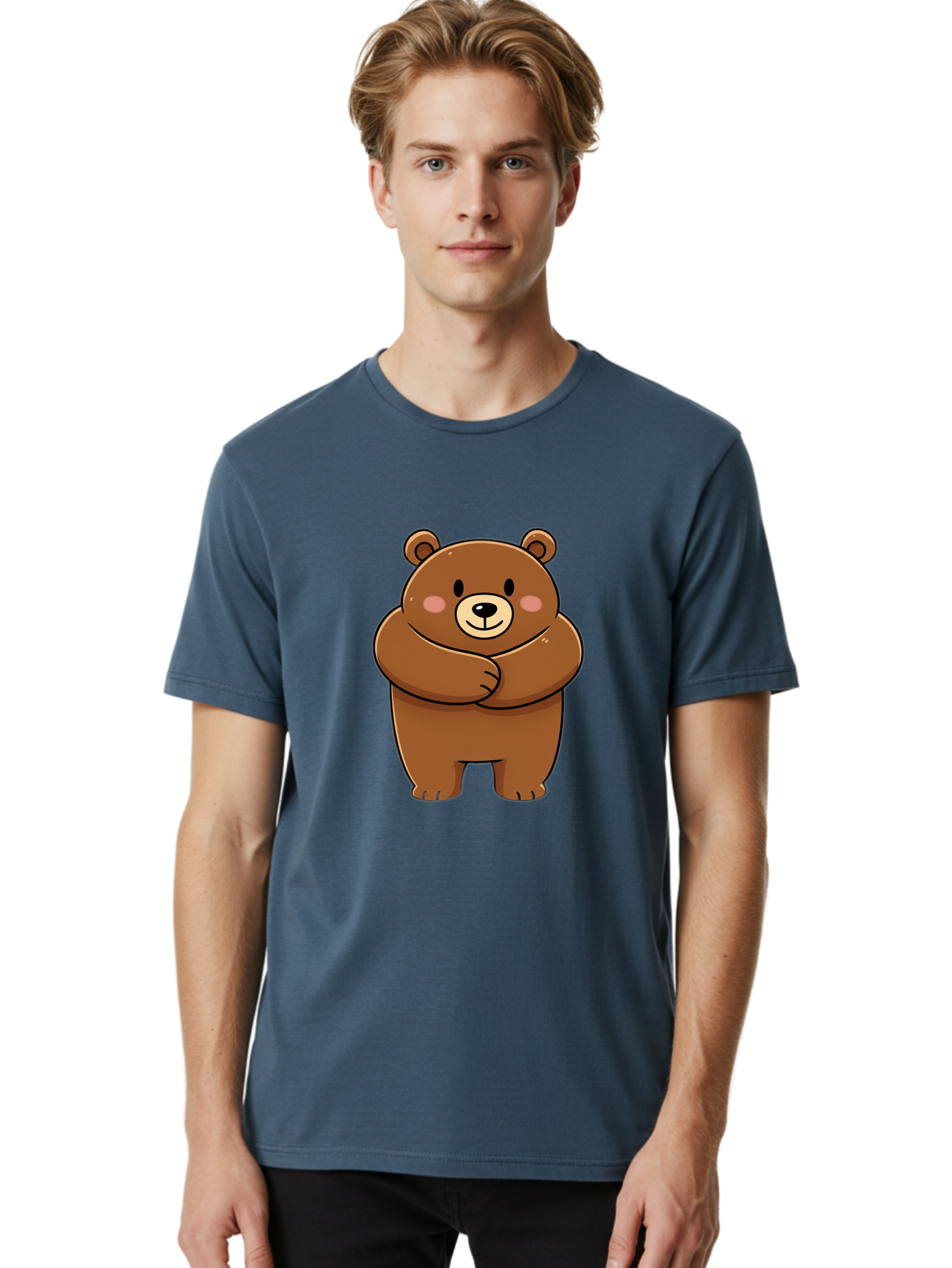 Cartoon-Bear Men'S Graphic Tee, 100% Cotton, Comfortable Casual Summer Wear, Machine Washable, Kawaii Bear, Cartoon Bear, Adorable Bear, Brown Bear, Cute Animal, Funny Character, Playful Bear, Charming Creature, Cuddly Bear, Sweet Bear Bae149 21