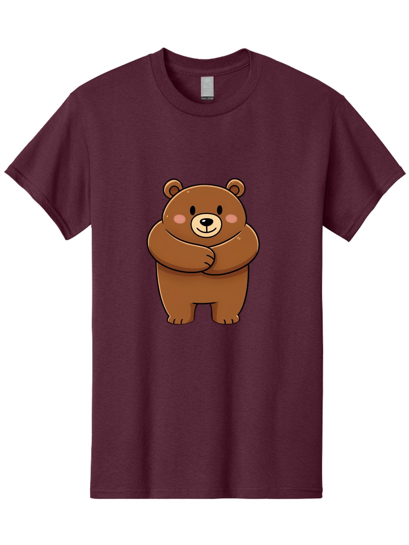 Cartoon-Bear Men'S Graphic Tee, 100% Cotton, Comfortable Casual Summer Wear, Machine Washable, Kawaii Bear, Cartoon Bear, Adorable Bear, Brown Bear, Cute Animal, Funny Character, Playful Bear, Charming Creature, Cuddly Bear, Sweet Bear Bae149 3