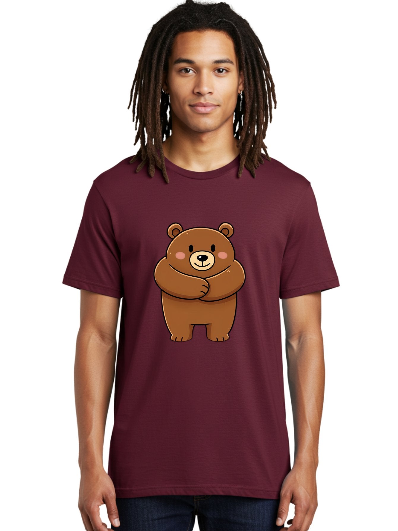 Cartoon-Bear Men'S Graphic Tee, 100% Cotton, Comfortable Casual Summer Wear, Machine Washable, Kawaii Bear, Cartoon Bear, Adorable Bear, Brown Bear, Cute Animal, Funny Character, Playful Bear, Charming Creature, Cuddly Bear, Sweet Bear Bae149 22