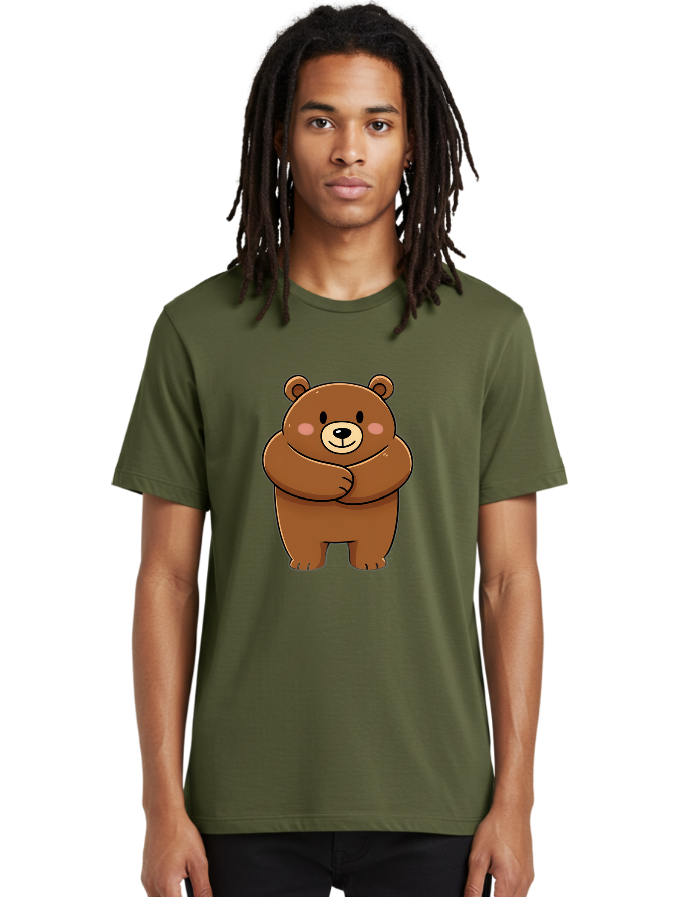 Cartoon-Bear Men'S Graphic Tee, 100% Cotton, Comfortable Casual Summer Wear, Machine Washable, Kawaii Bear, Cartoon Bear, Adorable Bear, Brown Bear, Cute Animal, Funny Character, Playful Bear, Charming Creature, Cuddly Bear, Sweet Bear Bae149 18