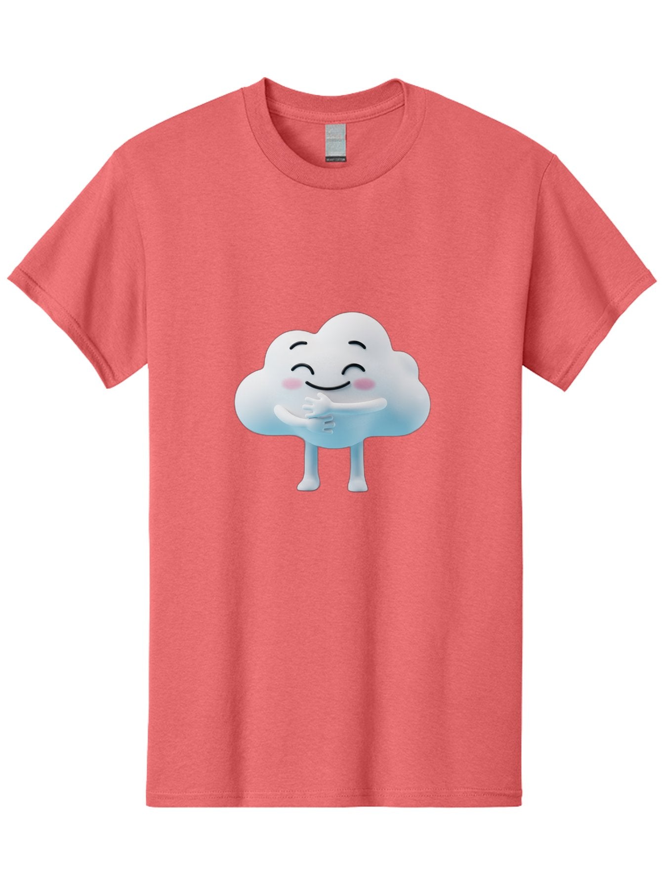 Cloud-Character-1 Men'S Graphic Tee, 100% Cotton, Comfortable Casual Summer Wear, Machine Washable, Happy Cloud, Smiling Face, Thumbs Up, Cute Character, Cartoon Style, Friendly Atmosphere, Positive Vibe, Cloud With Legs, Rosy Cheeks Bae151 4