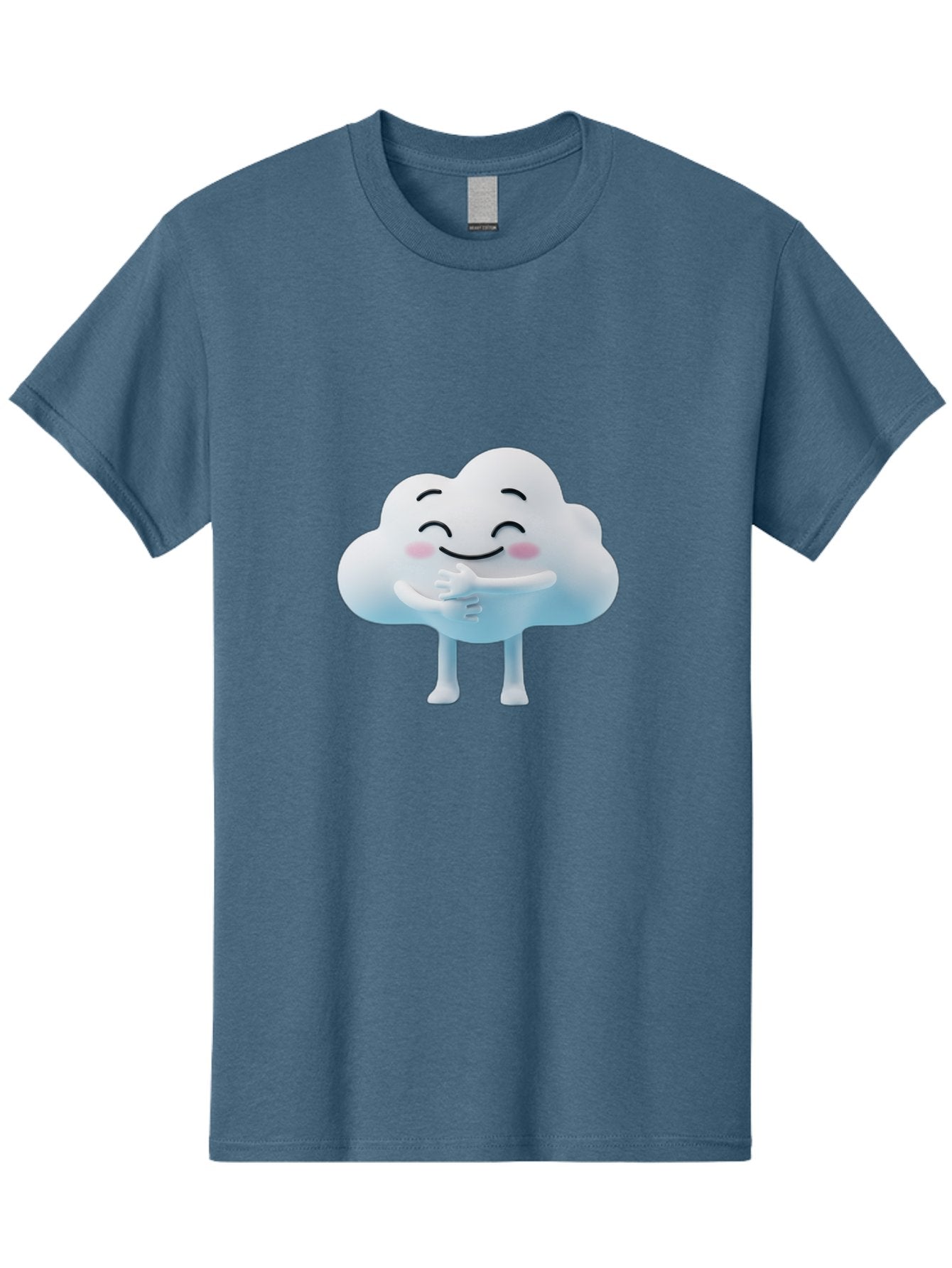 Cloud-Character-1 Men'S Graphic Tee, 100% Cotton, Comfortable Casual Summer Wear, Machine Washable, Happy Cloud, Smiling Face, Thumbs Up, Cute Character, Cartoon Style, Friendly Atmosphere, Positive Vibe, Cloud With Legs, Rosy Cheeks Bae151 15