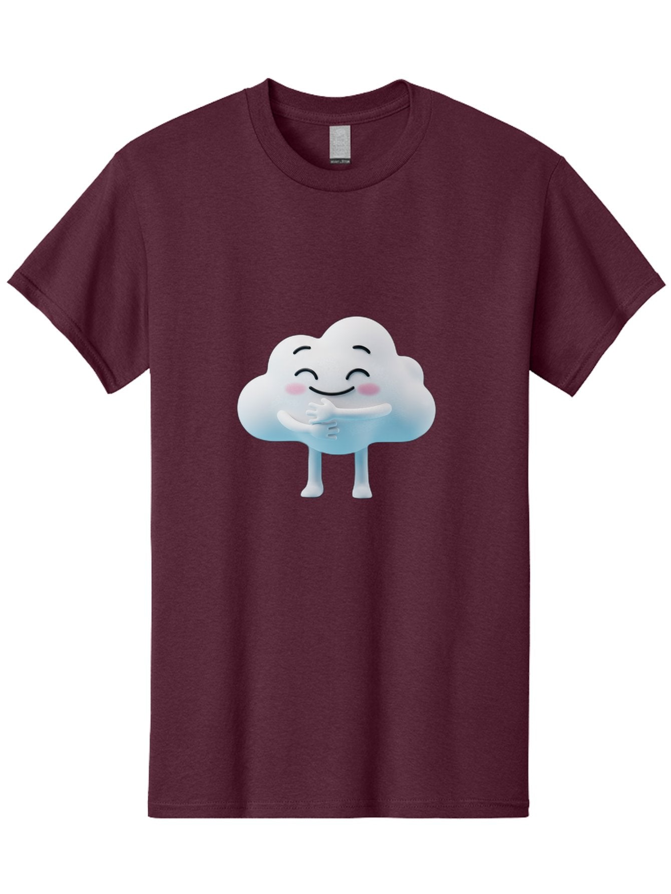 Cloud-Character-1 Men'S Graphic Tee, 100% Cotton, Comfortable Casual Summer Wear, Machine Washable, Happy Cloud, Smiling Face, Thumbs Up, Cute Character, Cartoon Style, Friendly Atmosphere, Positive Vibe, Cloud With Legs, Rosy Cheeks Bae151 14