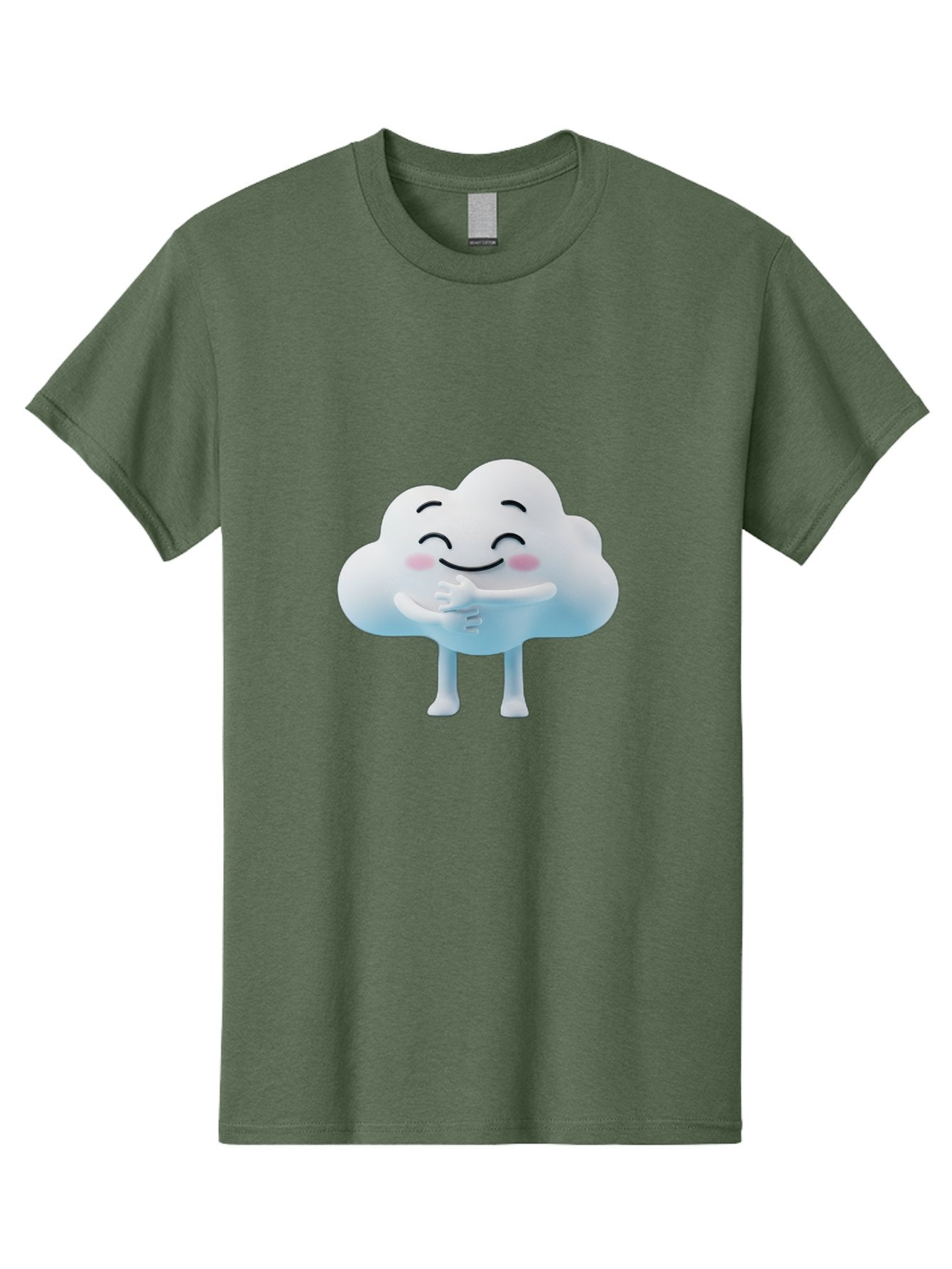 Cloud-Character-1 Men'S Graphic Tee, 100% Cotton, Comfortable Casual Summer Wear, Machine Washable, Happy Cloud, Smiling Face, Thumbs Up, Cute Character, Cartoon Style, Friendly Atmosphere, Positive Vibe, Cloud With Legs, Rosy Cheeks Bae151 6
