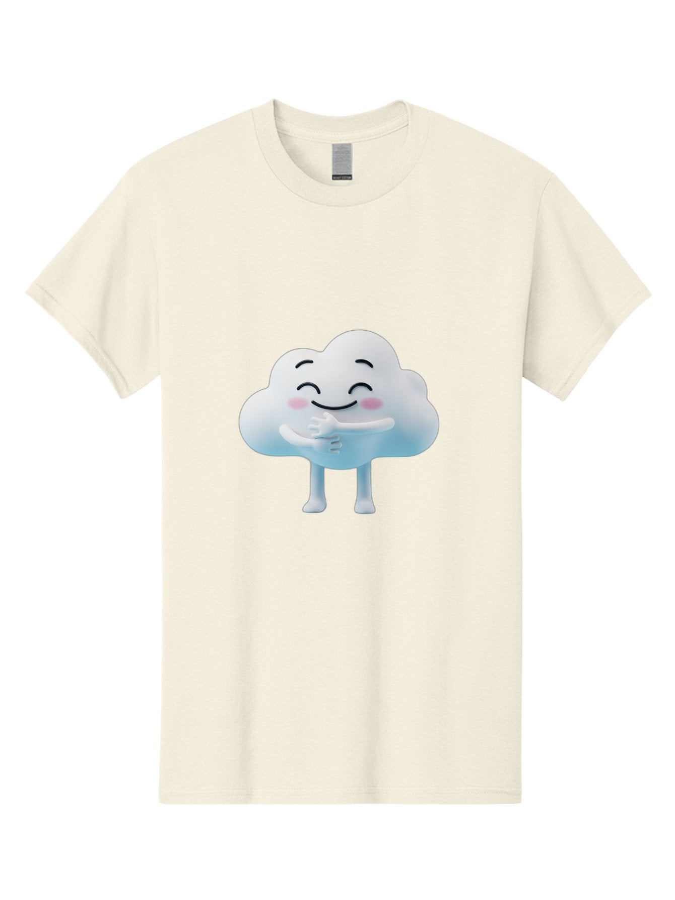 Cloud-Character-1 Men'S Graphic Tee, 100% Cotton, Comfortable Casual Summer Wear, Machine Washable, Happy Cloud, Smiling Face, Thumbs Up, Cute Character, Cartoon Style, Friendly Atmosphere, Positive Vibe, Cloud With Legs, Rosy Cheeks Bae151 10