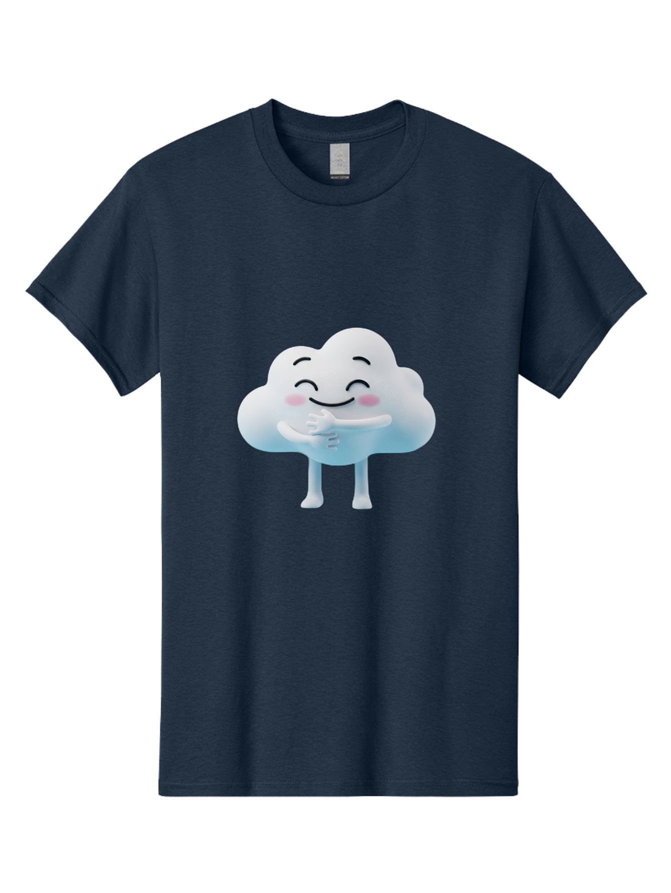 Cloud-Character-1 Men'S Graphic Tee, 100% Cotton, Comfortable Casual Summer Wear, Machine Washable, Happy Cloud, Smiling Face, Thumbs Up, Cute Character, Cartoon Style, Friendly Atmosphere, Positive Vibe, Cloud With Legs, Rosy Cheeks Bae151