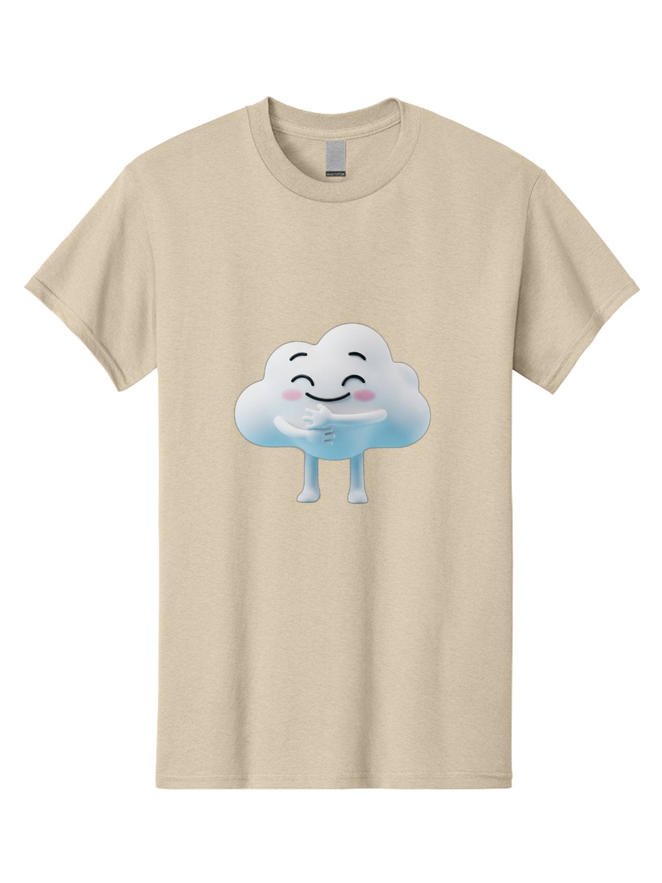 Cloud-Character-1 Men'S Graphic Tee, 100% Cotton, Comfortable Casual Summer Wear, Machine Washable, Happy Cloud, Smiling Face, Thumbs Up, Cute Character, Cartoon Style, Friendly Atmosphere, Positive Vibe, Cloud With Legs, Rosy Cheeks Bae151 3