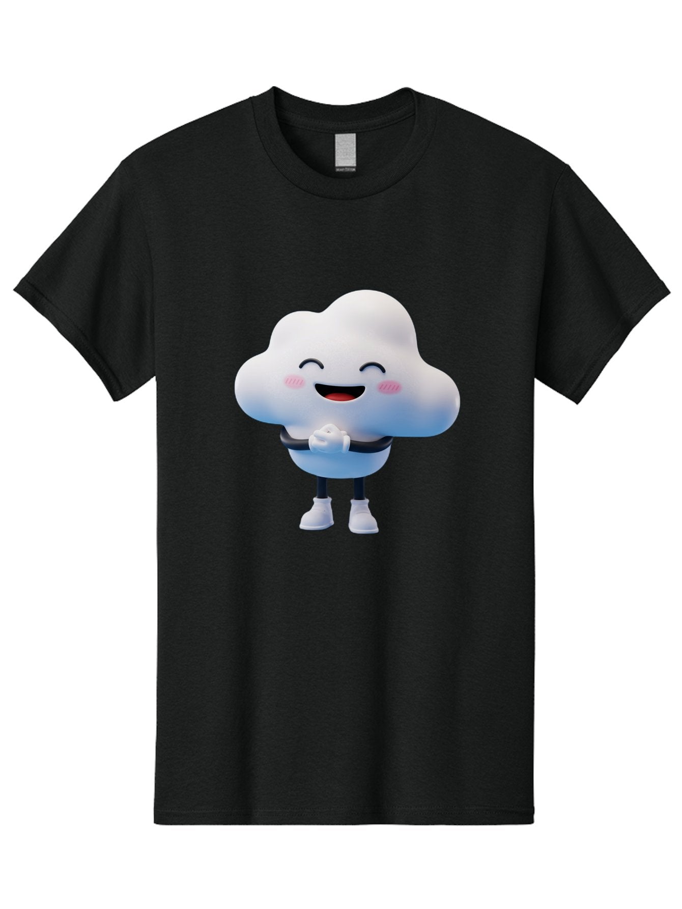 Cloud-Character Men'S Graphic Tee, 100% Cotton, Comfortable Casual Summer Wear, Machine Washable, Cartoon Cloud, Smiling Face, Rosy Cheeks, Happy Expression, Cute Design, Kawaii Character, Digital Illustration, Fluffy Cloud, Friendly Demeanor, Bae152 10