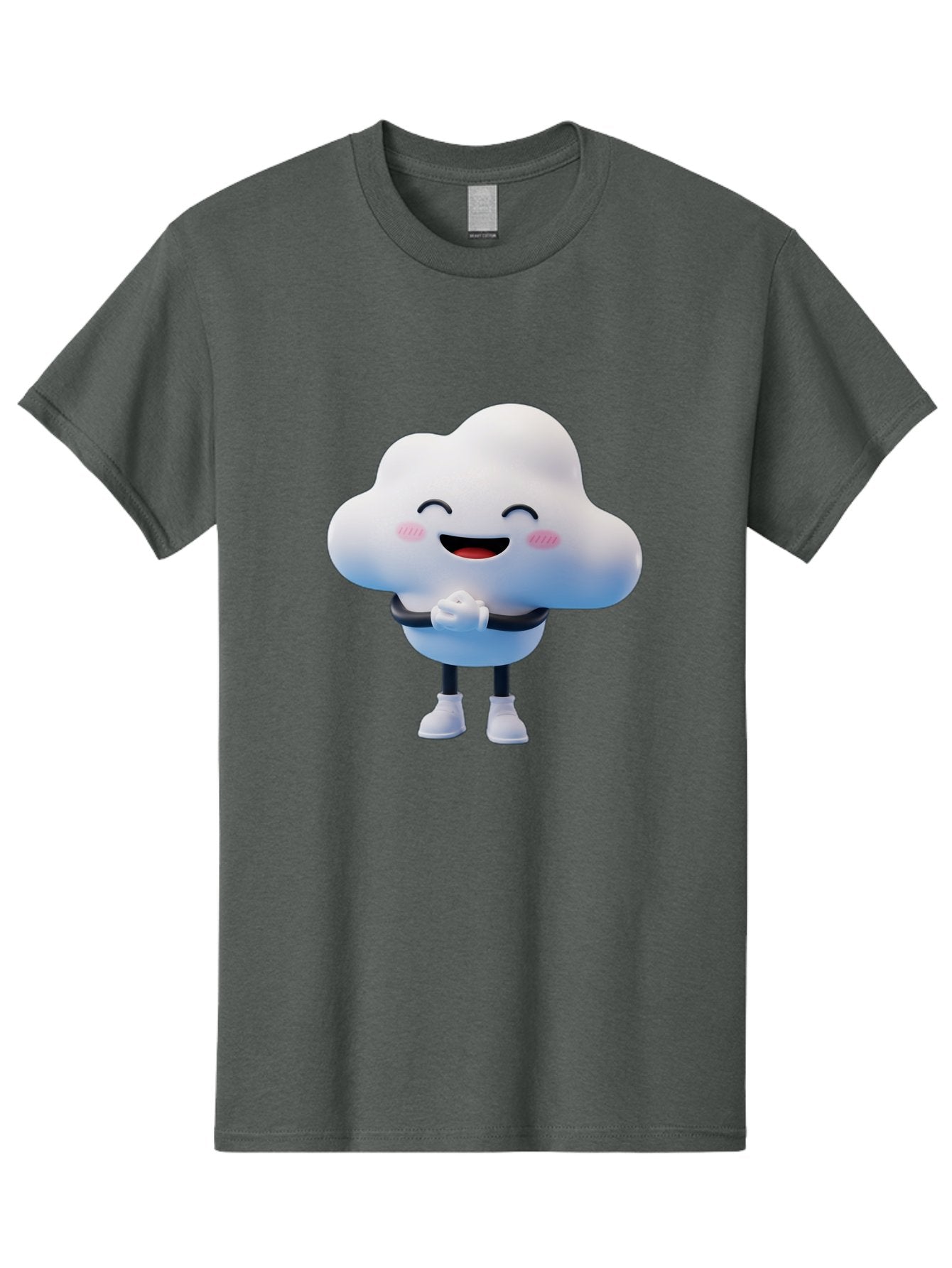 Cloud-Character Men'S Graphic Tee, 100% Cotton, Comfortable Casual Summer Wear, Machine Washable, Cartoon Cloud, Smiling Face, Rosy Cheeks, Happy Expression, Cute Design, Kawaii Character, Digital Illustration, Fluffy Cloud, Friendly Demeanor, Bae152 13