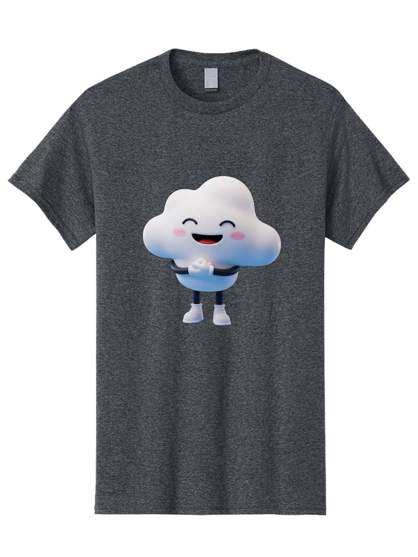 Cloud-Character Men'S Graphic Tee, 100% Cotton, Comfortable Casual Summer Wear, Machine Washable, Cartoon Cloud, Smiling Face, Rosy Cheeks, Happy Expression, Cute Design, Kawaii Character, Digital Illustration, Fluffy Cloud, Friendly Demeanor, Bae152 14