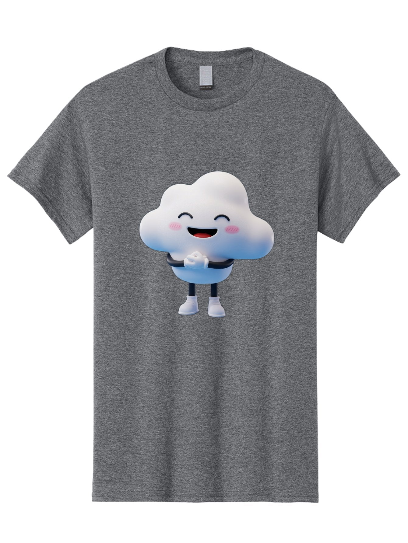 Cloud-Character Men'S Graphic Tee, 100% Cotton, Comfortable Casual Summer Wear, Machine Washable, Cartoon Cloud, Smiling Face, Rosy Cheeks, Happy Expression, Cute Design, Kawaii Character, Digital Illustration, Fluffy Cloud, Friendly Demeanor, Bae152 15