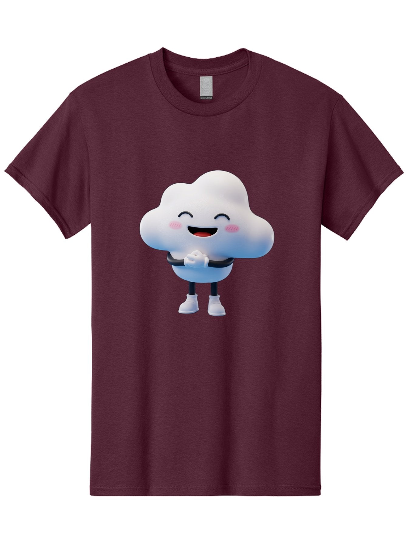 Cloud-Character Men'S Graphic Tee, 100% Cotton, Comfortable Casual Summer Wear, Machine Washable, Cartoon Cloud, Smiling Face, Rosy Cheeks, Happy Expression, Cute Design, Kawaii Character, Digital Illustration, Fluffy Cloud, Friendly Demeanor, Bae152 9