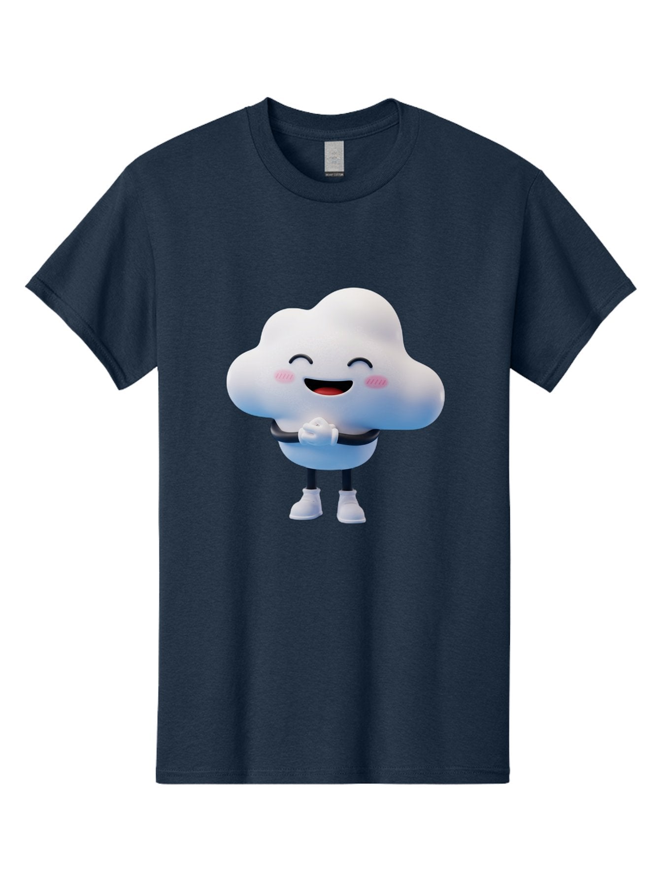 Cloud-Character Men'S Graphic Tee, 100% Cotton, Comfortable Casual Summer Wear, Machine Washable, Cartoon Cloud, Smiling Face, Rosy Cheeks, Happy Expression, Cute Design, Kawaii Character, Digital Illustration, Fluffy Cloud, Friendly Demeanor, Bae152 12