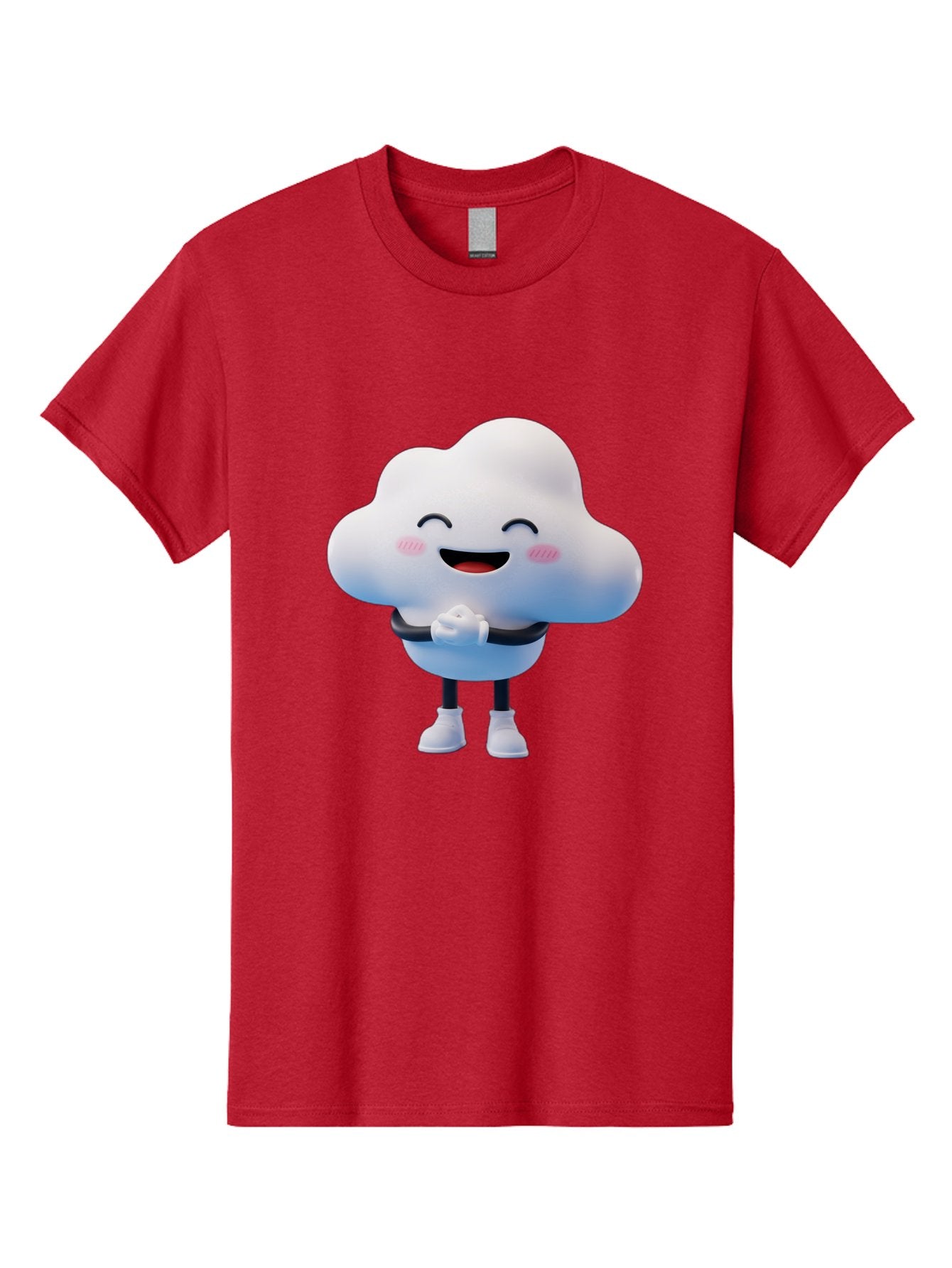 Cloud-Character Men'S Graphic Tee, 100% Cotton, Comfortable Casual Summer Wear, Machine Washable, Cartoon Cloud, Smiling Face, Rosy Cheeks, Happy Expression, Cute Design, Kawaii Character, Digital Illustration, Fluffy Cloud, Friendly Demeanor, Bae152 11