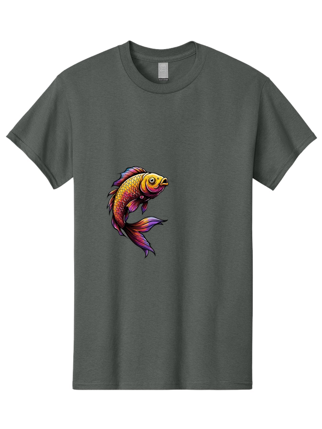 Colorful-Fish Men'S Graphic Tee, 100% Cotton, Comfortable Casual Summer Wear, Machine Washable, Goldfish, Vibrant Fish, Colorful Scales, Stylized Artwork, Aquatic Life, Cartoon Style, Whimsical Design, Digital Illustration, Fantasy Fish, Bae154 14