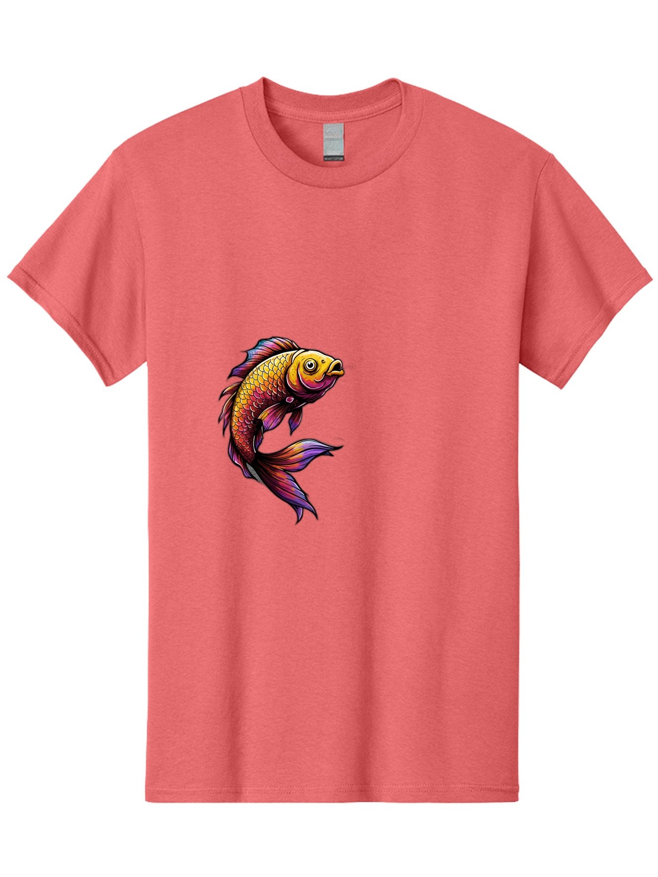 Colorful-Fish Men'S Graphic Tee, 100% Cotton, Comfortable Casual Summer Wear, Machine Washable, Goldfish, Vibrant Fish, Colorful Scales, Stylized Artwork, Aquatic Life, Cartoon Style, Whimsical Design, Digital Illustration, Fantasy Fish, Bae154 15