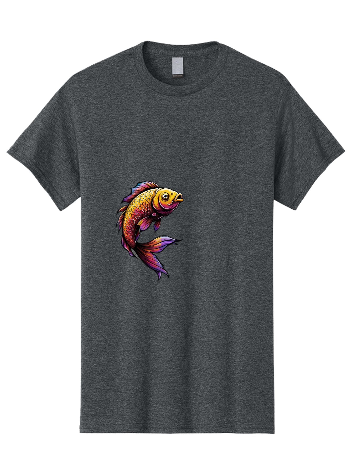 Colorful-Fish Men'S Graphic Tee, 100% Cotton, Comfortable Casual Summer Wear, Machine Washable, Goldfish, Vibrant Fish, Colorful Scales, Stylized Artwork, Aquatic Life, Cartoon Style, Whimsical Design, Digital Illustration, Fantasy Fish, Bae154 12