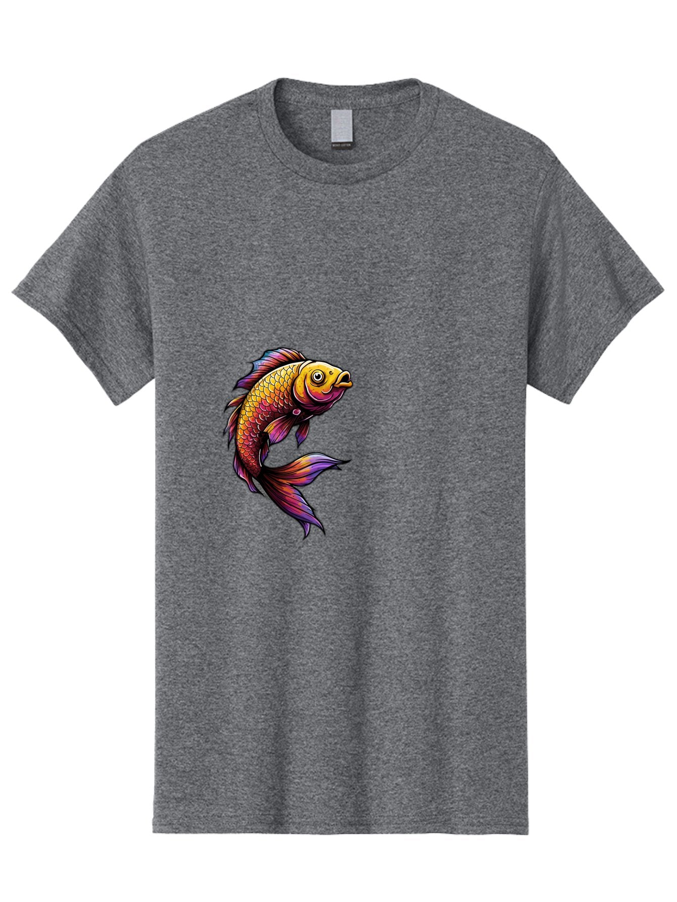 Colorful-Fish Men'S Graphic Tee, 100% Cotton, Comfortable Casual Summer Wear, Machine Washable, Goldfish, Vibrant Fish, Colorful Scales, Stylized Artwork, Aquatic Life, Cartoon Style, Whimsical Design, Digital Illustration, Fantasy Fish, Bae154 6