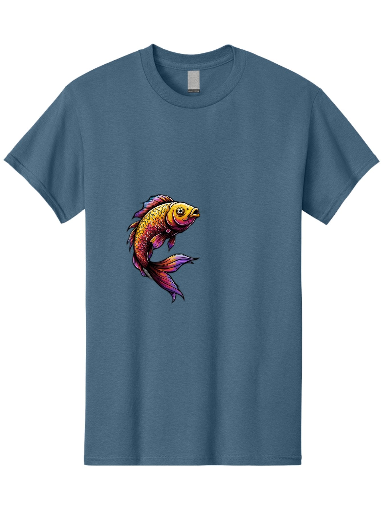 Colorful-Fish Men'S Graphic Tee, 100% Cotton, Comfortable Casual Summer Wear, Machine Washable, Goldfish, Vibrant Fish, Colorful Scales, Stylized Artwork, Aquatic Life, Cartoon Style, Whimsical Design, Digital Illustration, Fantasy Fish, Bae154 10