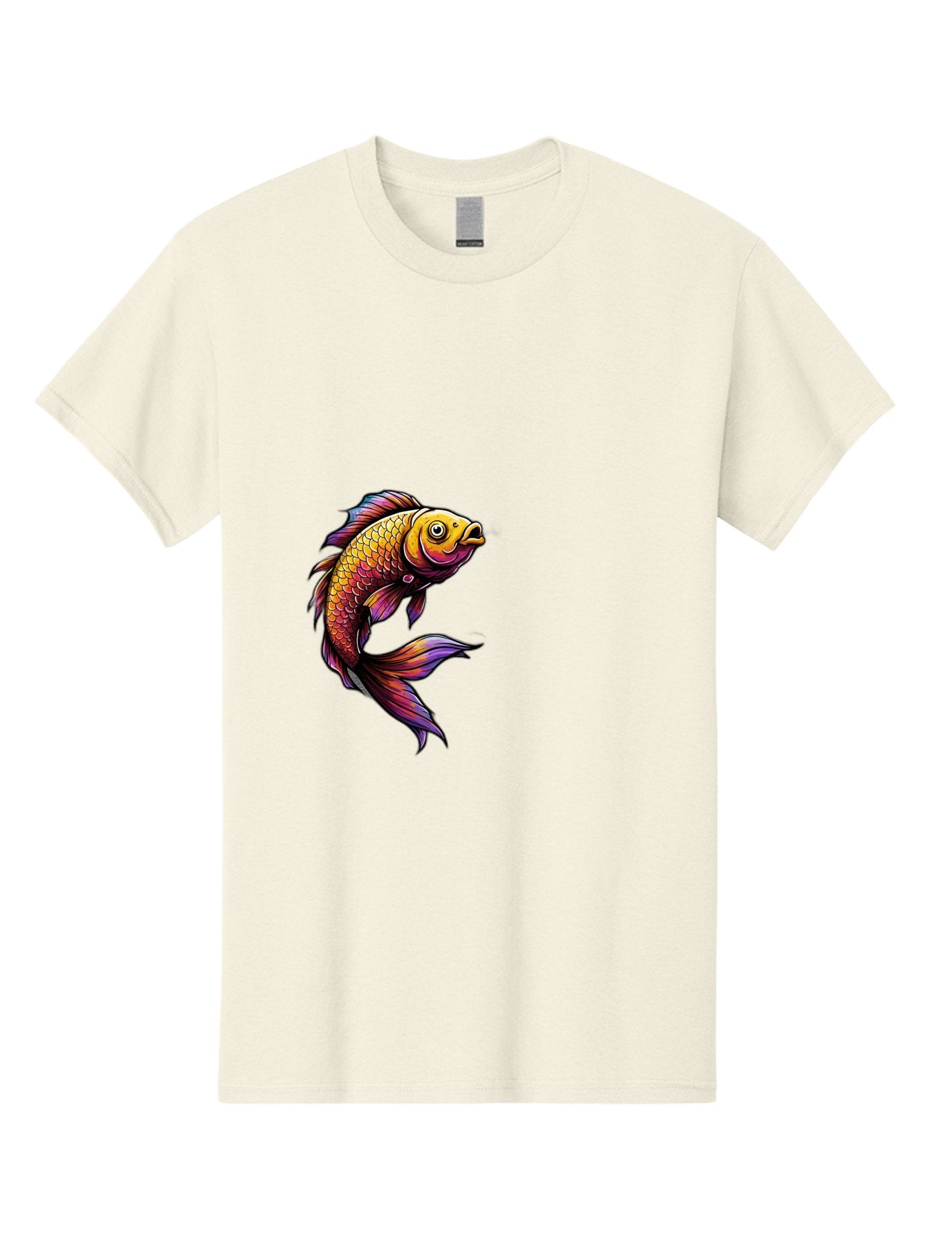 Colorful-Fish Men'S Graphic Tee, 100% Cotton, Comfortable Casual Summer Wear, Machine Washable, Goldfish, Vibrant Fish, Colorful Scales, Stylized Artwork, Aquatic Life, Cartoon Style, Whimsical Design, Digital Illustration, Fantasy Fish, Bae154 4