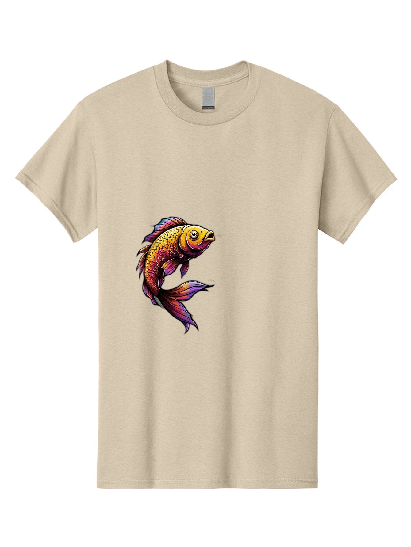 Colorful-Fish Men'S Graphic Tee, 100% Cotton, Comfortable Casual Summer Wear, Machine Washable, Goldfish, Vibrant Fish, Colorful Scales, Stylized Artwork, Aquatic Life, Cartoon Style, Whimsical Design, Digital Illustration, Fantasy Fish, Bae154 8