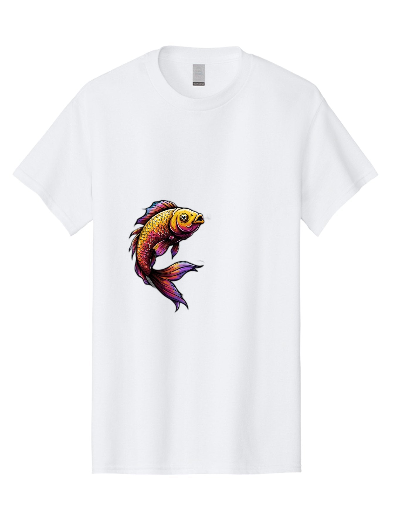 Colorful-Fish Men'S Graphic Tee, 100% Cotton, Comfortable Casual Summer Wear, Machine Washable, Goldfish, Vibrant Fish, Colorful Scales, Stylized Artwork, Aquatic Life, Cartoon Style, Whimsical Design, Digital Illustration, Fantasy Fish, Bae154 13