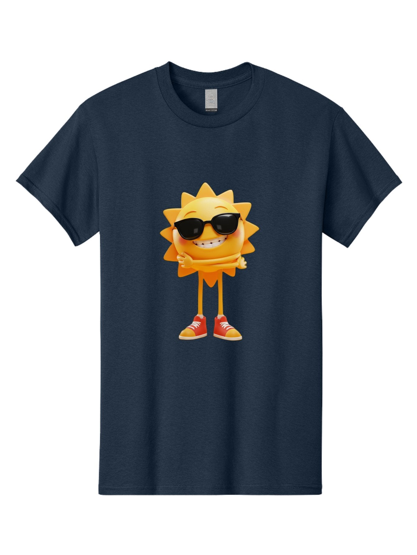 Cool-Sun Men'S Graphic Tee, 100% Cotton, Comfortable Casual Summer Wear, Machine Washable, Smiling Sun, Sunglasses, Cartoon Character, Happy Vibes, Orange Sneakers, Sun Rays, Cheerful Expression, Fun Design, Vibrant Personality, Bae156 13