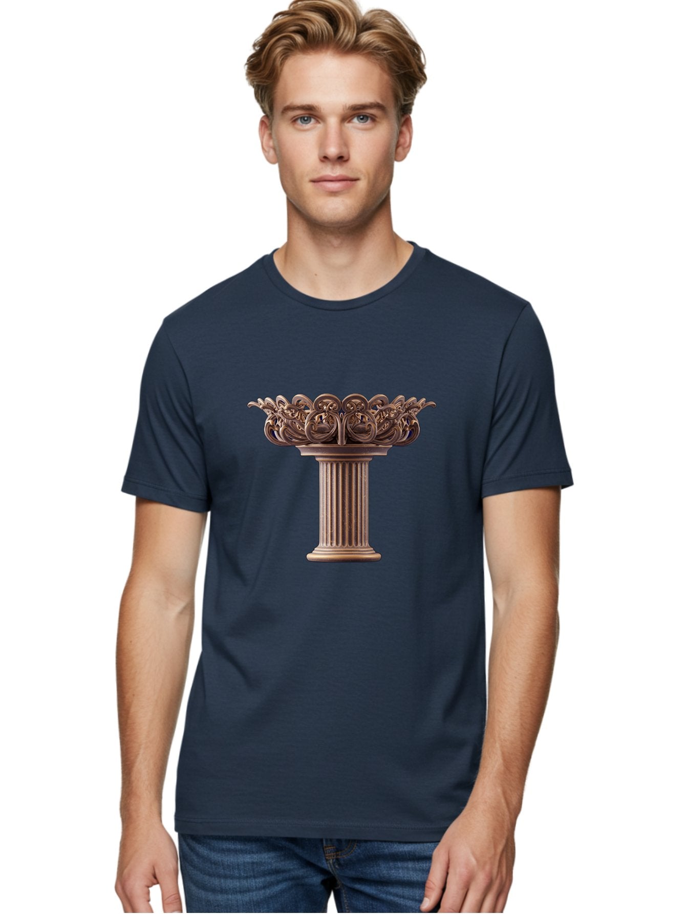 Corinthian-Column-Capital Men'S Graphic Tee, 100% Cotton, Comfortable Casual Summer Wear, Machine Washable, Corinthian Column, Ornate Capital, Classical Architecture, Luxurious Decor, Vintage Design, Antique Finish, Architectural Detail Bae157 19