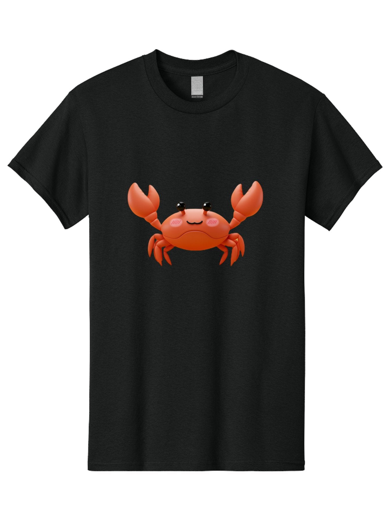 Crab-Emoji Men'S Graphic Tee, 100% Cotton, Comfortable Casual Summer Wear, Machine Washable, Cartoon Crab, Red Crustacean, Smiling Face, Black Eyes, Raised Claws, Cute Emoji, Playful Expression, Digital Illustration, 3D Character Bae161 10