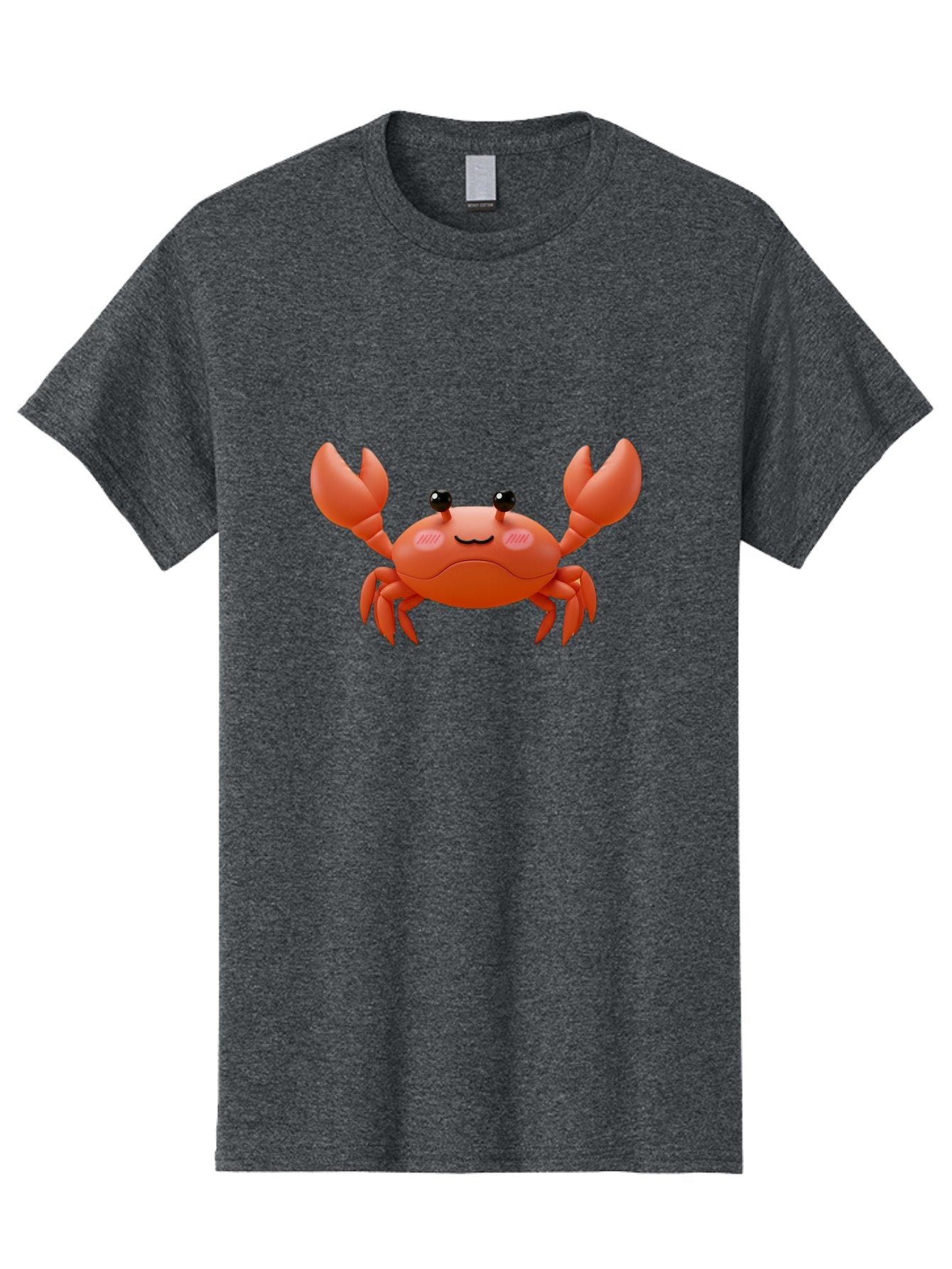Crab-Emoji Men'S Graphic Tee, 100% Cotton, Comfortable Casual Summer Wear, Machine Washable, Cartoon Crab, Red Crustacean, Smiling Face, Black Eyes, Raised Claws, Cute Emoji, Playful Expression, Digital Illustration, 3D Character Bae161 8