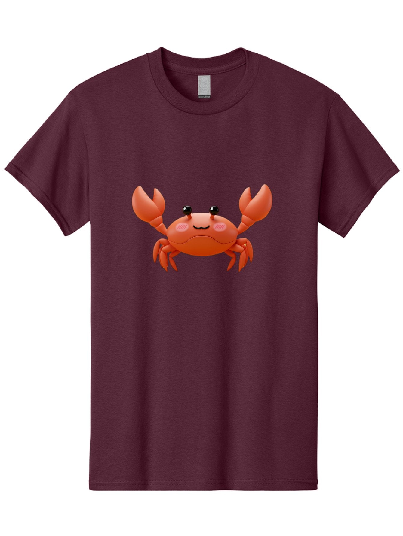 Crab-Emoji Men'S Graphic Tee, 100% Cotton, Comfortable Casual Summer Wear, Machine Washable, Cartoon Crab, Red Crustacean, Smiling Face, Black Eyes, Raised Claws, Cute Emoji, Playful Expression, Digital Illustration, 3D Character Bae161