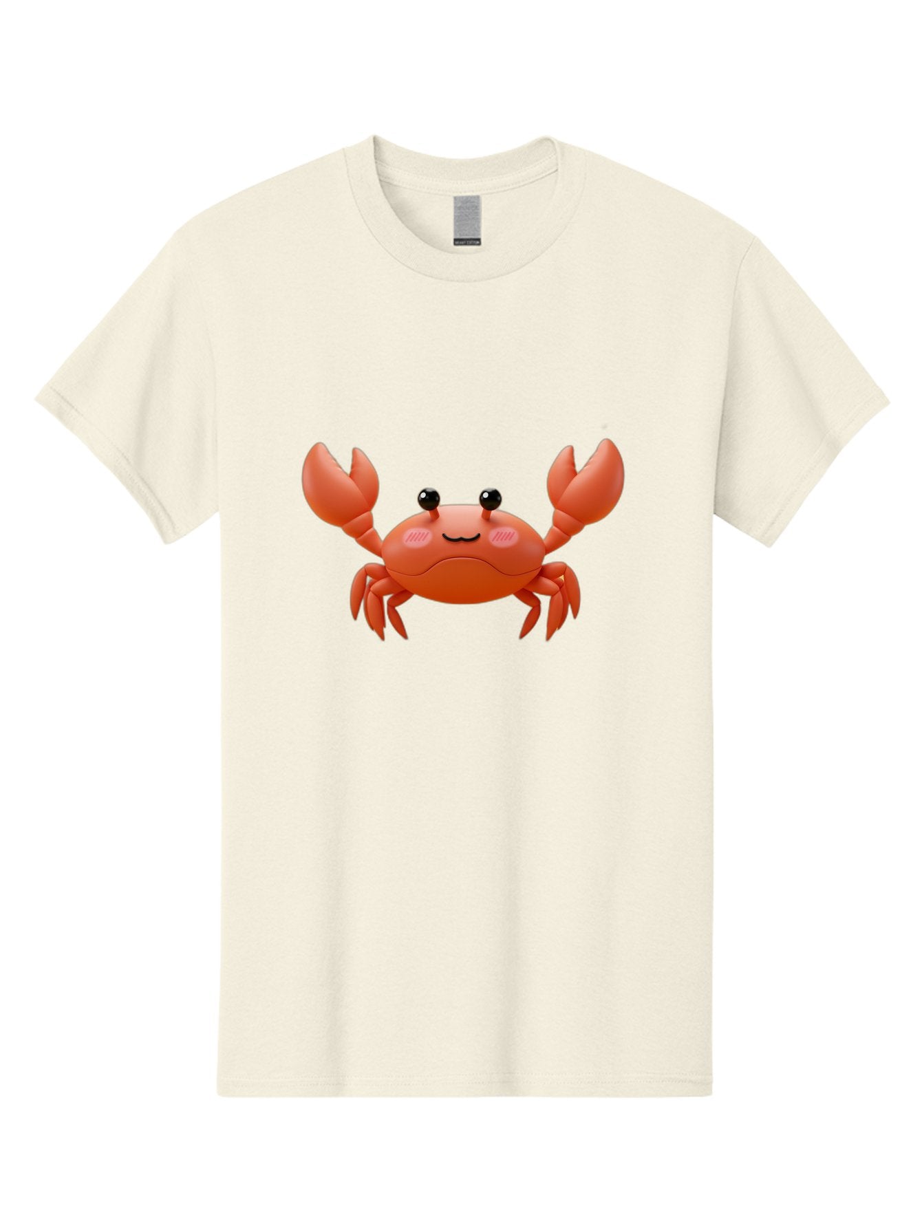 Crab-Emoji Men'S Graphic Tee, 100% Cotton, Comfortable Casual Summer Wear, Machine Washable, Cartoon Crab, Red Crustacean, Smiling Face, Black Eyes, Raised Claws, Cute Emoji, Playful Expression, Digital Illustration, 3D Character Bae161 7