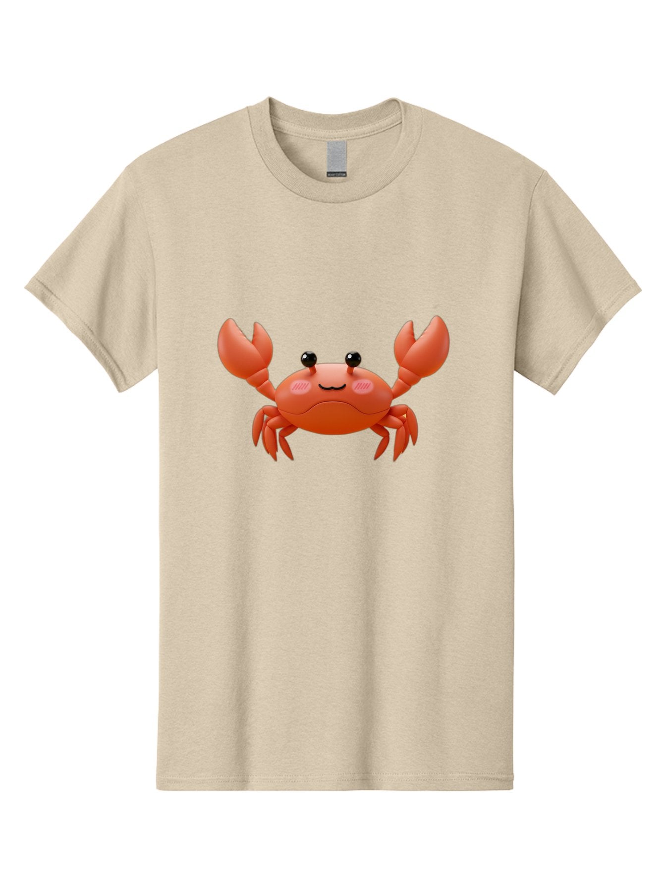 Crab-Emoji Men'S Graphic Tee, 100% Cotton, Comfortable Casual Summer Wear, Machine Washable, Cartoon Crab, Red Crustacean, Smiling Face, Black Eyes, Raised Claws, Cute Emoji, Playful Expression, Digital Illustration, 3D Character Bae161 13